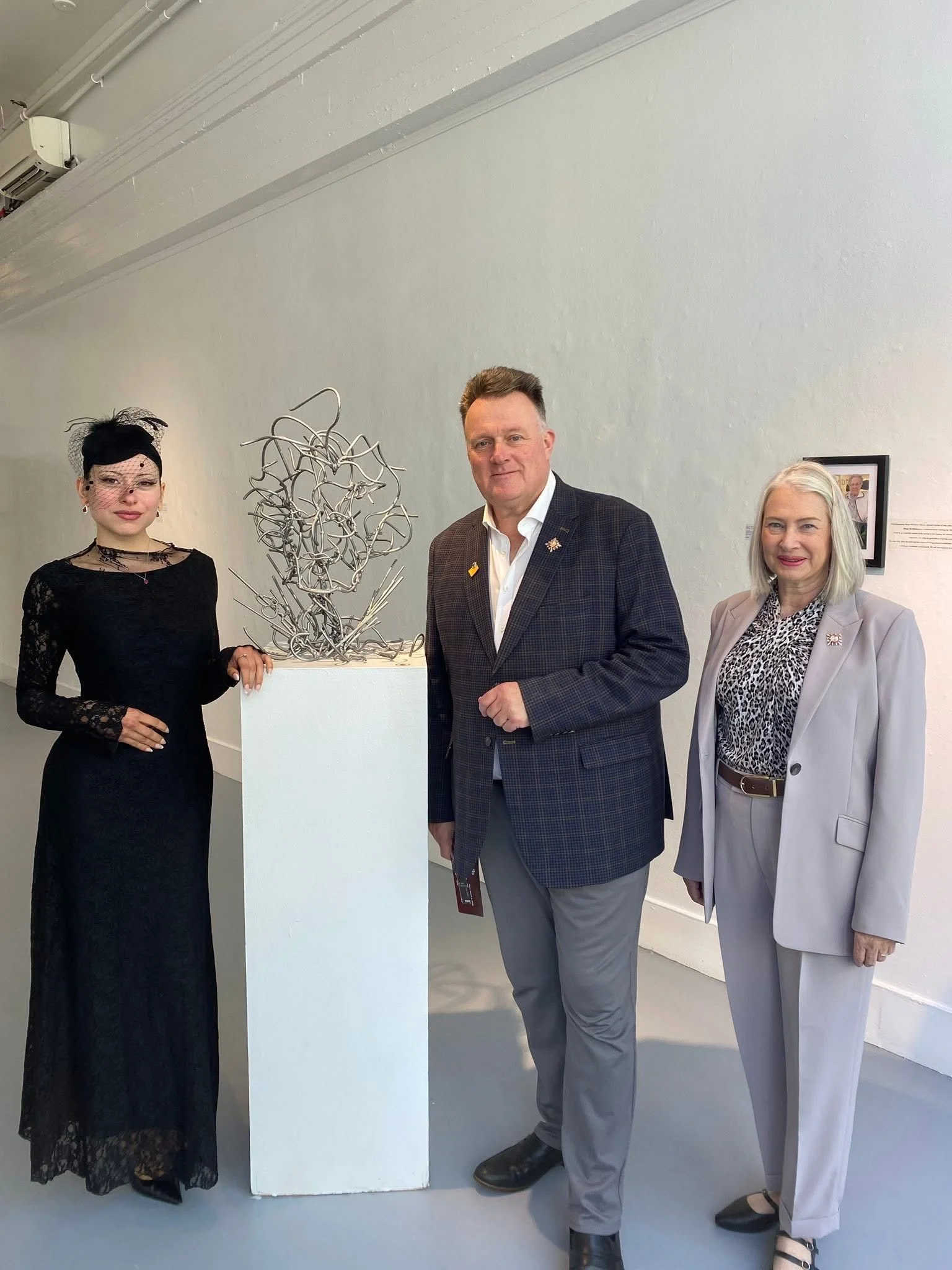 With The Honourable Mike Savage, Lieutenant Governor of Nova Scotia & Mrs Savage attending the artist's show at the Anna Leonowens Gallery, Halifax, NS. (2025).