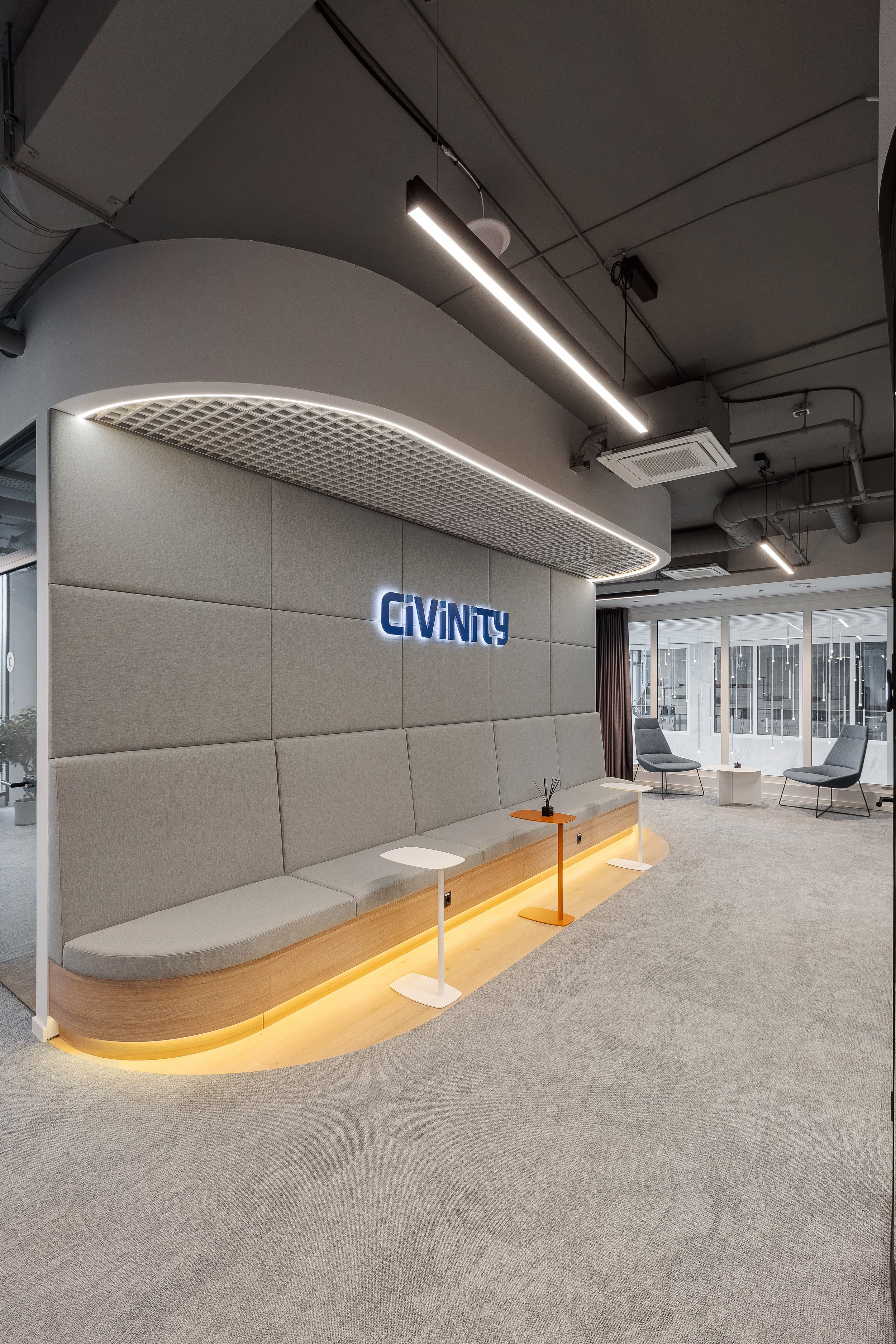 cozy soft seating furniture design with grey Scandinavian upholstery