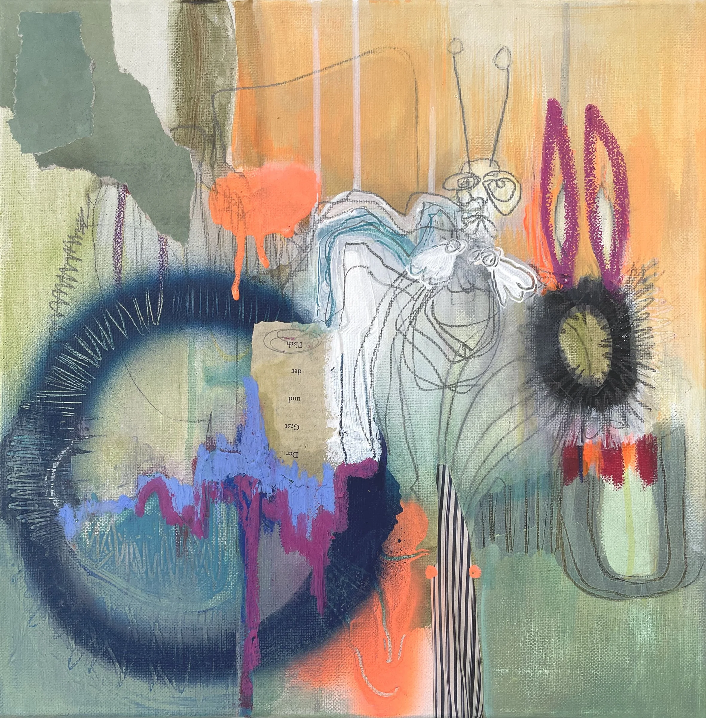 Der Gast und der Fisch_03, 40x40cm, Abstrakte Malerei, A. Weingärtner