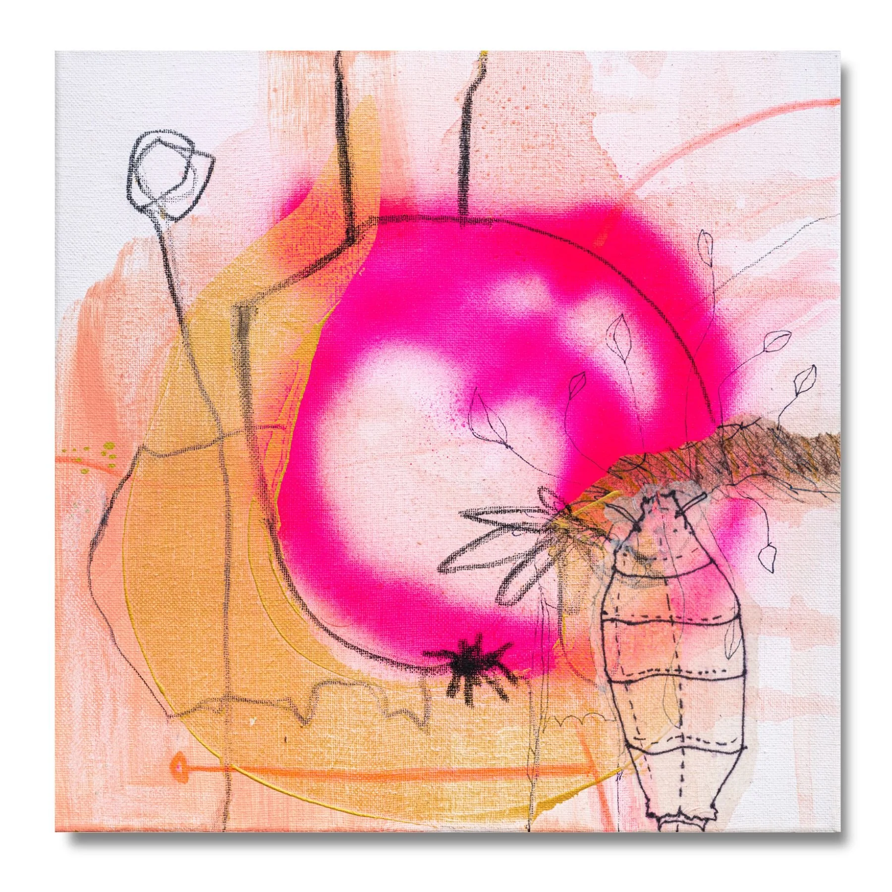 Leuchtende Wesen_04,30x30 cm, Mixed Media, A. Weingärtner