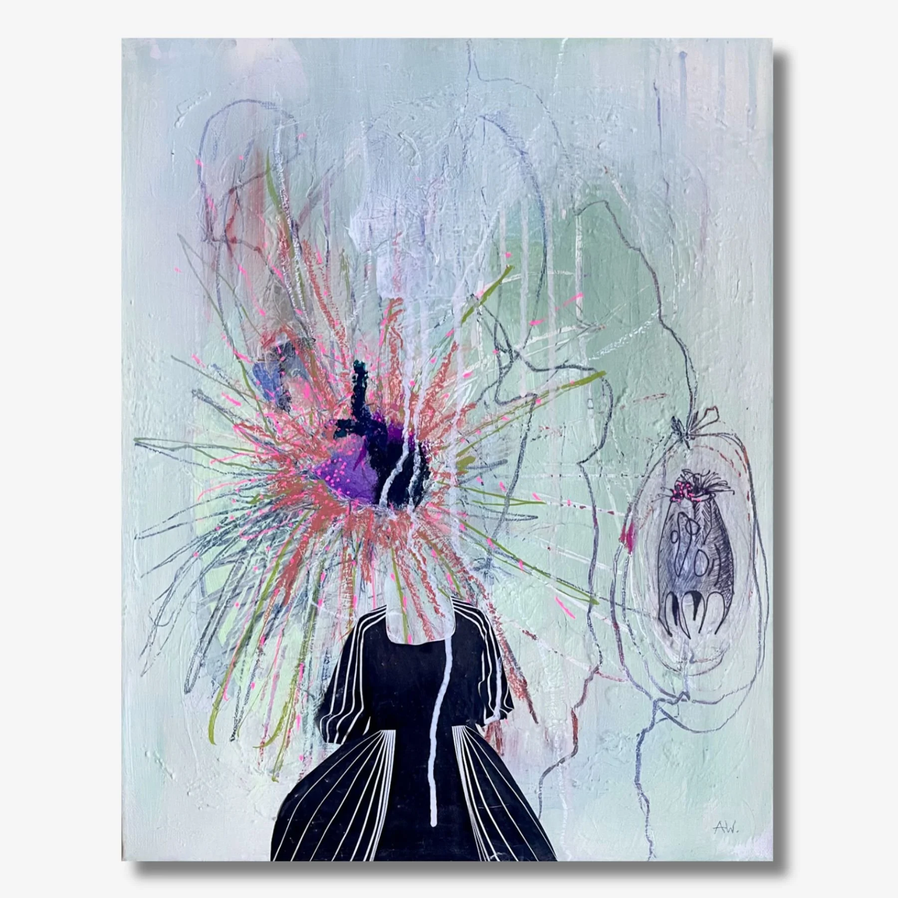 Bin auf Reisen, ein Bild aus der Serie Allesund Nichts im Format 40x50 cm, Abstrakte malerei A. weingärtner