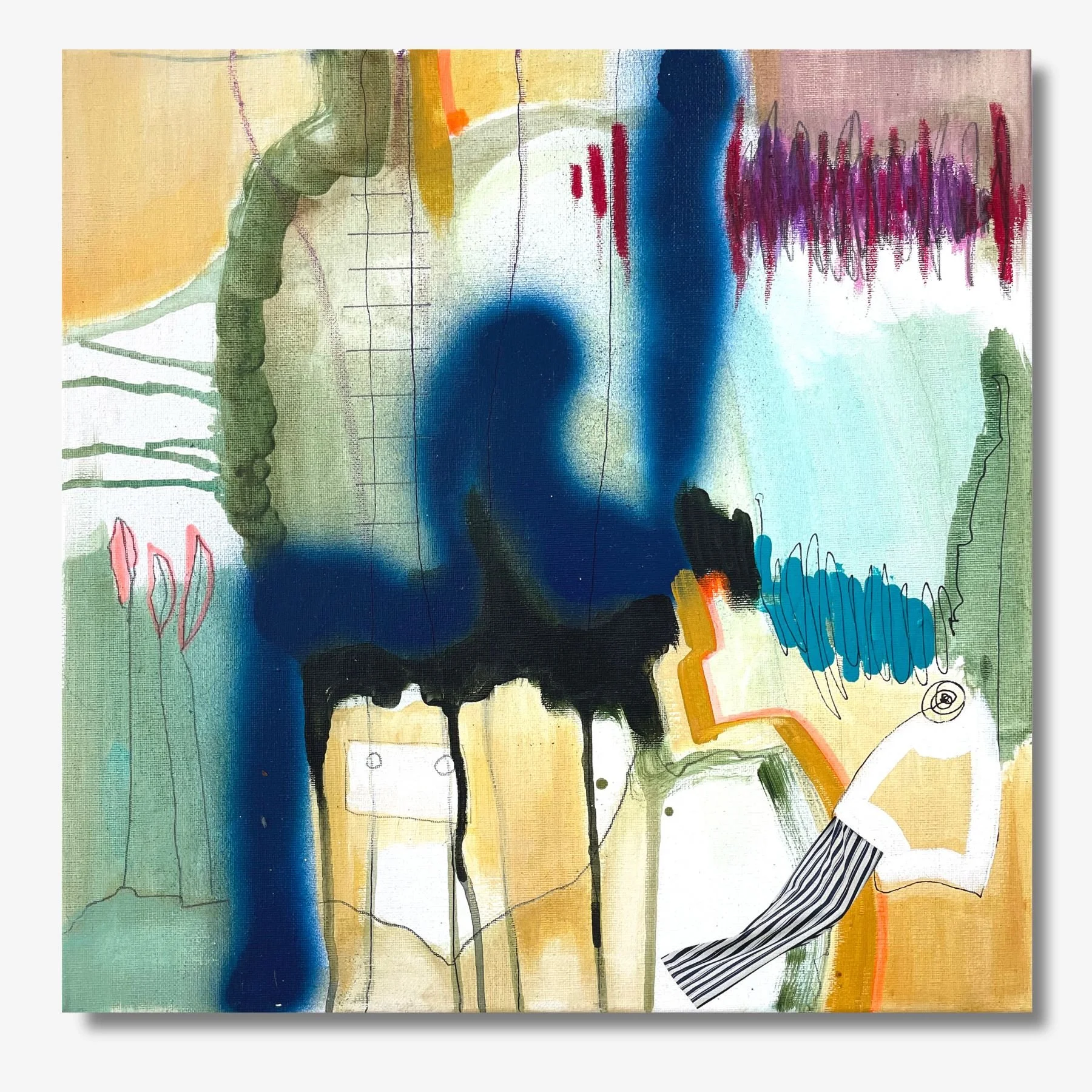 Der Gast und der Fisch, Serie 2024, Anja Weingärtner, Abstrakte Malerei