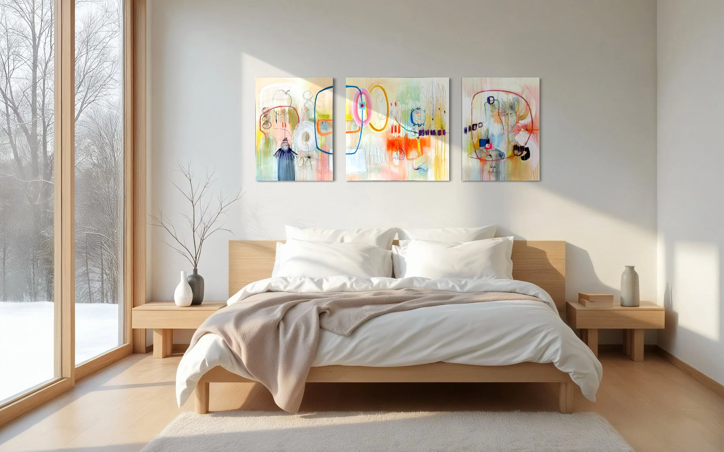 Auspicious clouds, Triptychon, 200 x80 cm