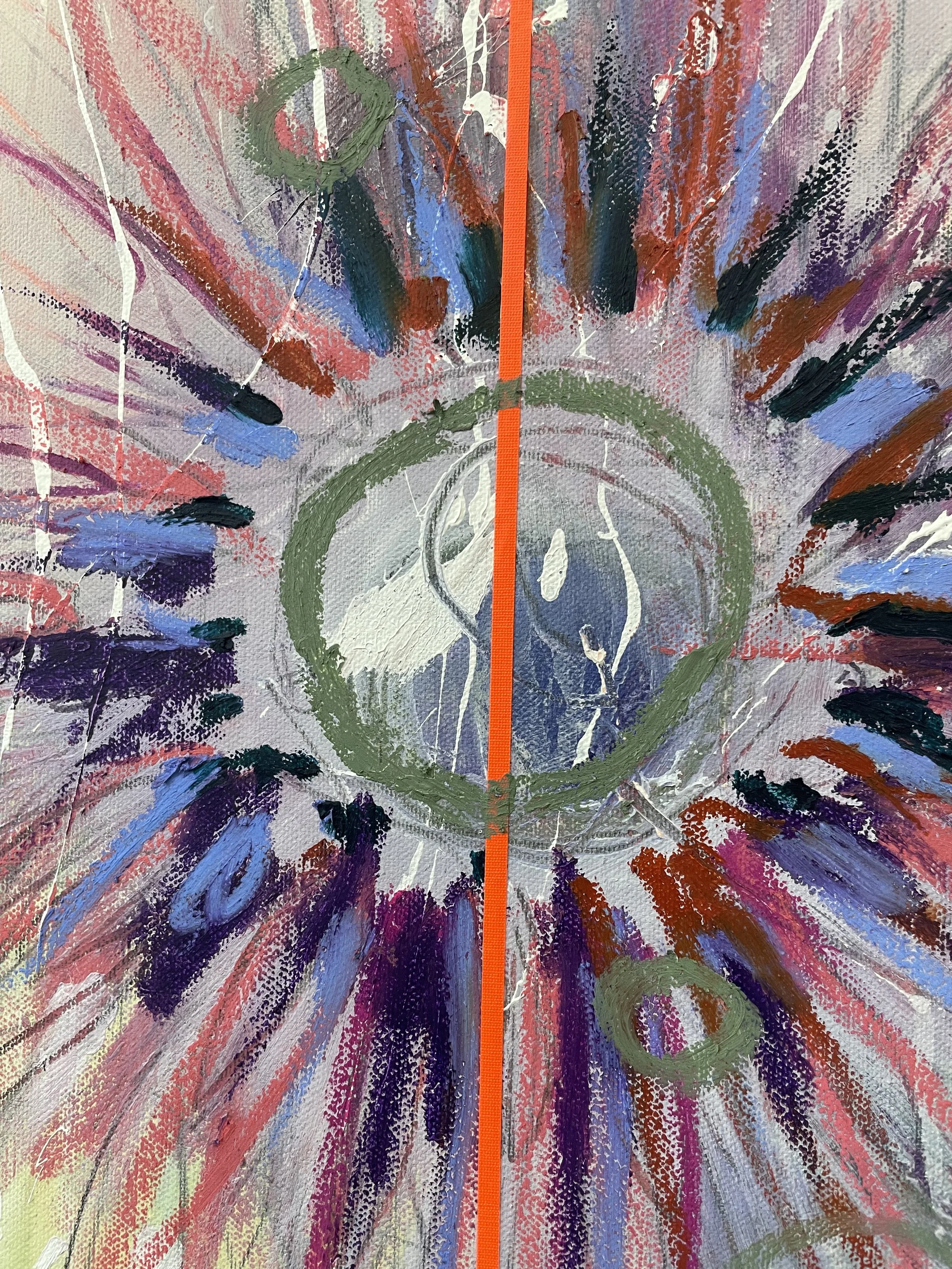 Enstannte Explosionen, Abstrakte Malerei von Anja Weingärtner, 80x80 cm, 2024