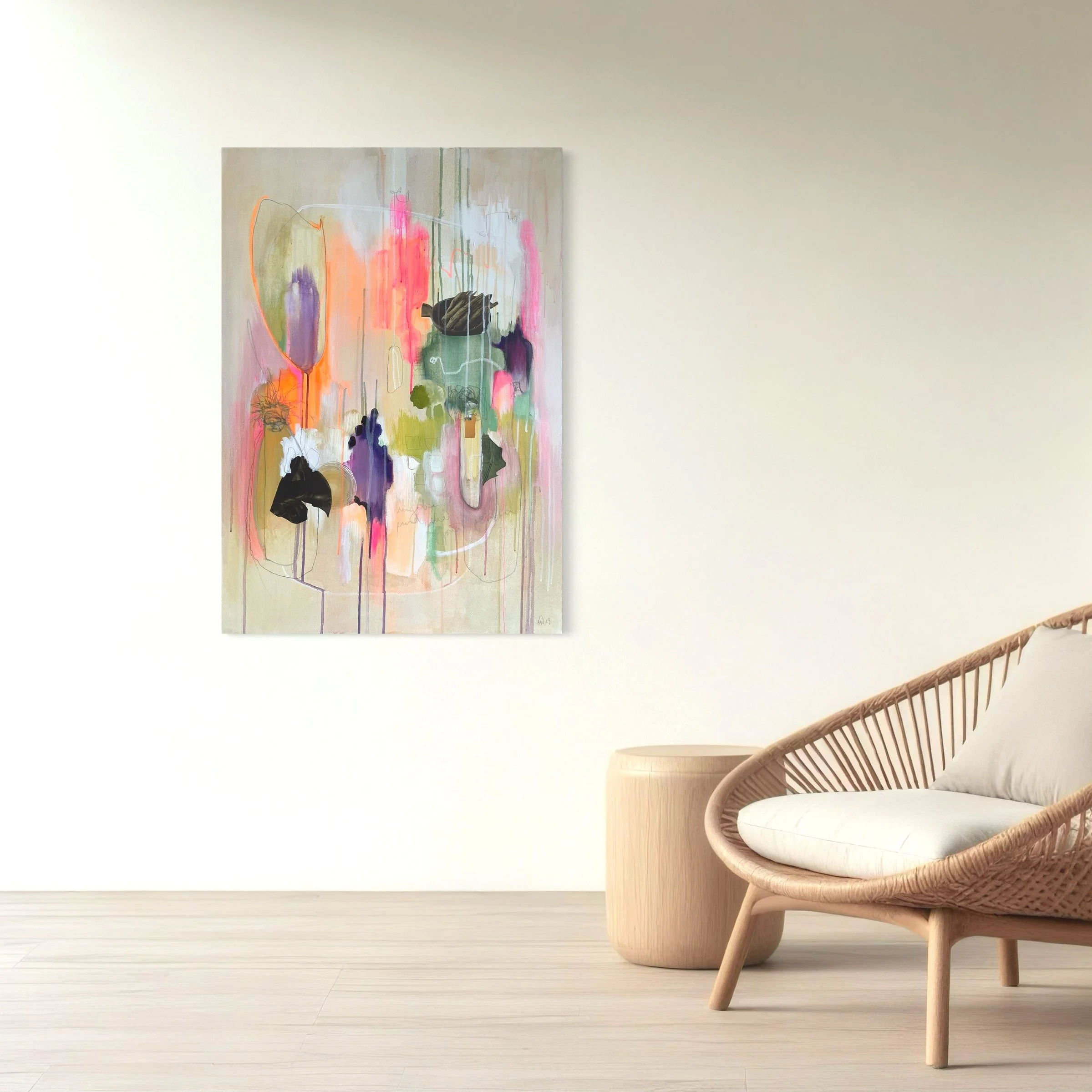 Gingerthinking, 70 x100 cm, Malerei A. Weingärtner, Raumbeispiel