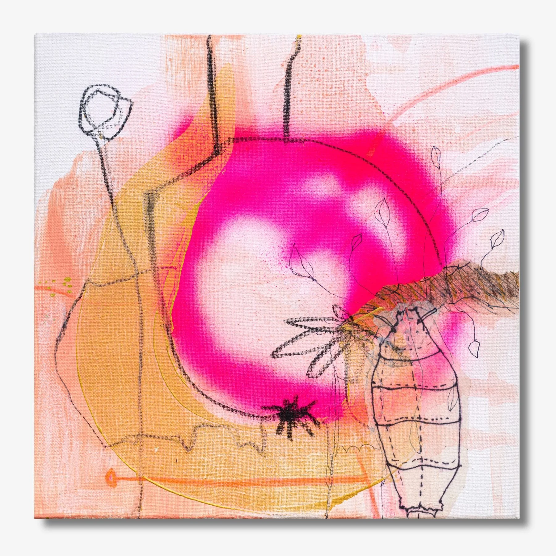 Leuchtende Wesen_04, 30x30 cm, Mixed Media, Anja Weingärtner