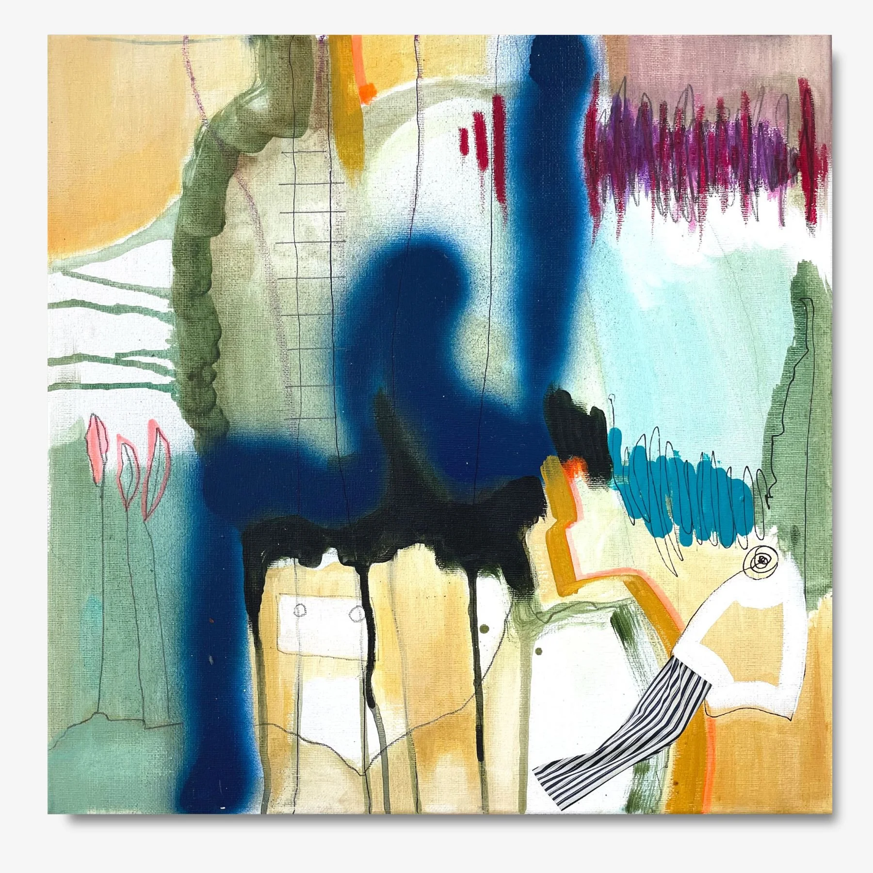 Der gast und der Fisch_02, ein Bild aus der serie der Gast und der Fisch im Format 40x40 cm, Abstrakte malerei A. weingärtner