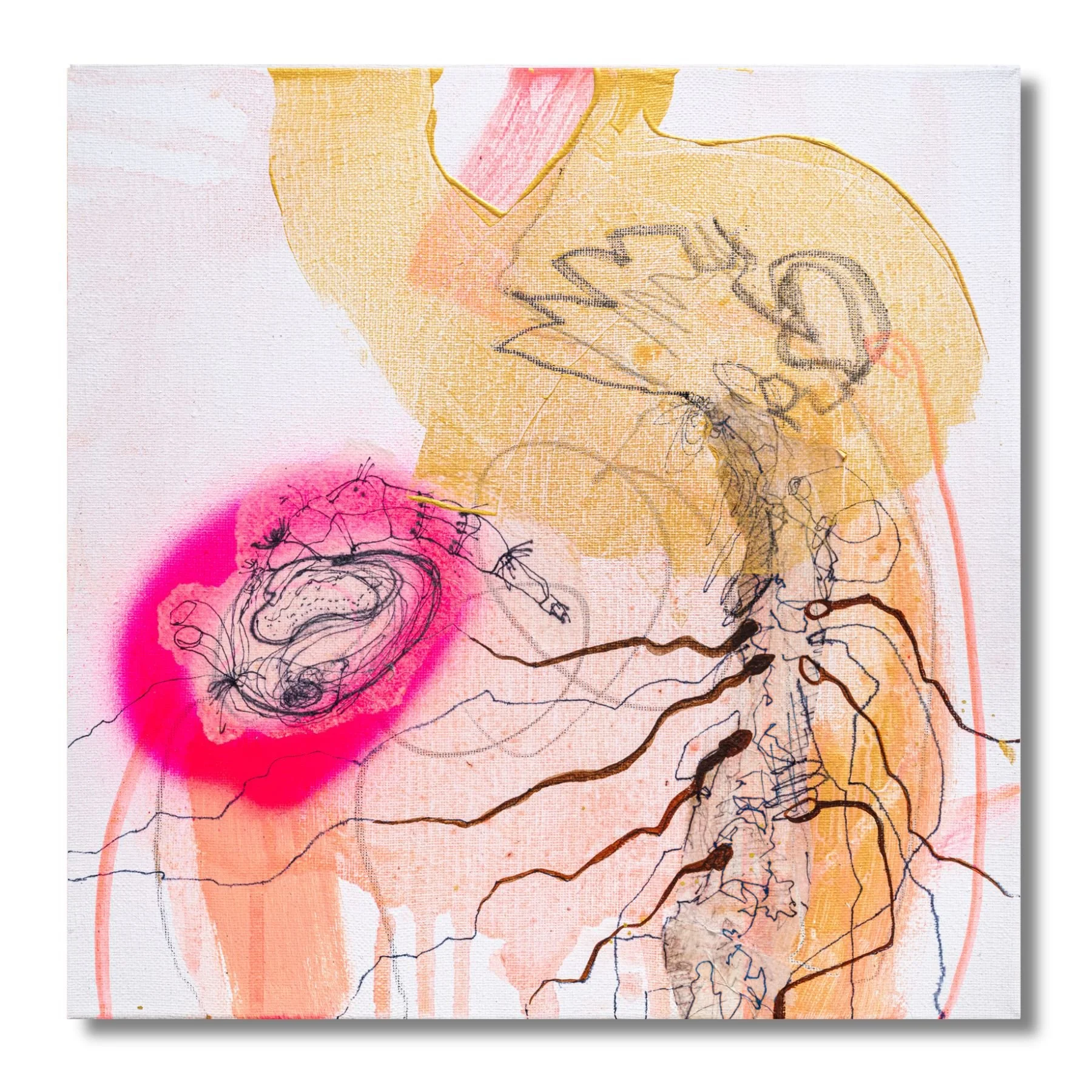 Leuchtende Wesen_03, 30x30 cm, Mixed Media, Anja Weingärtner