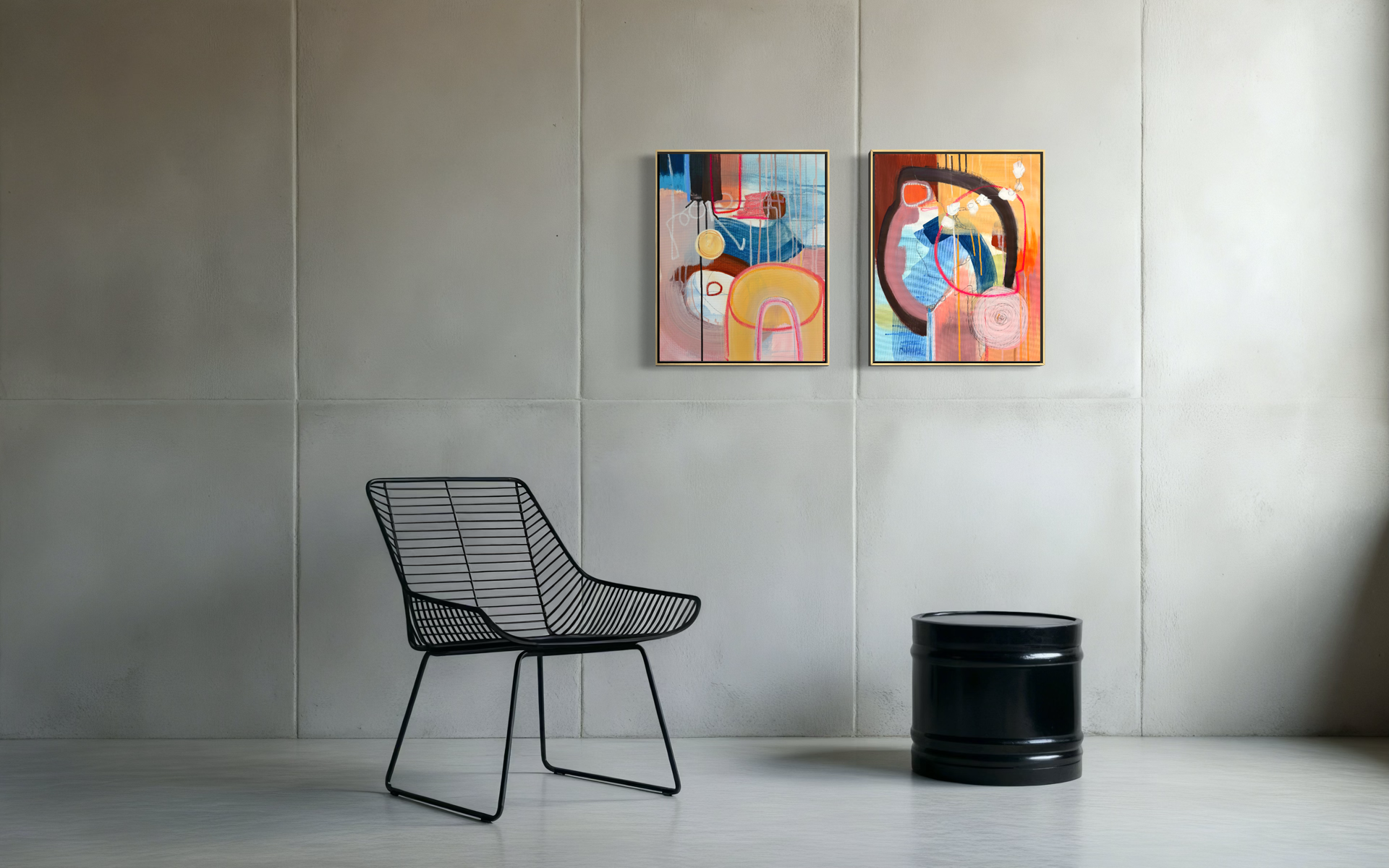 Libelle und Wasserläufer auf einer Wand