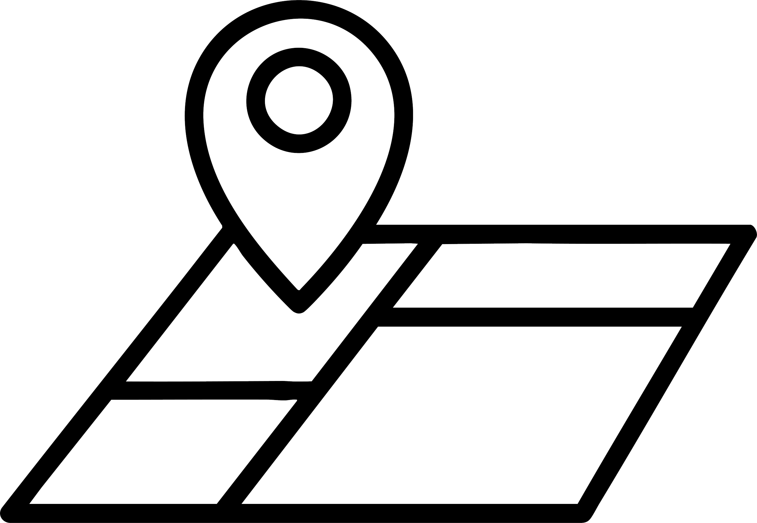 Outline drawing of a map with a location pin above it.