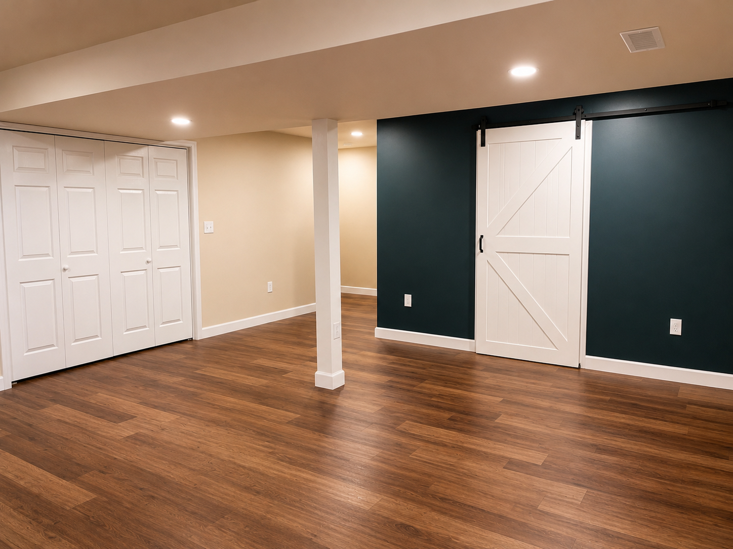 Basement Sliding barn door finish renovation