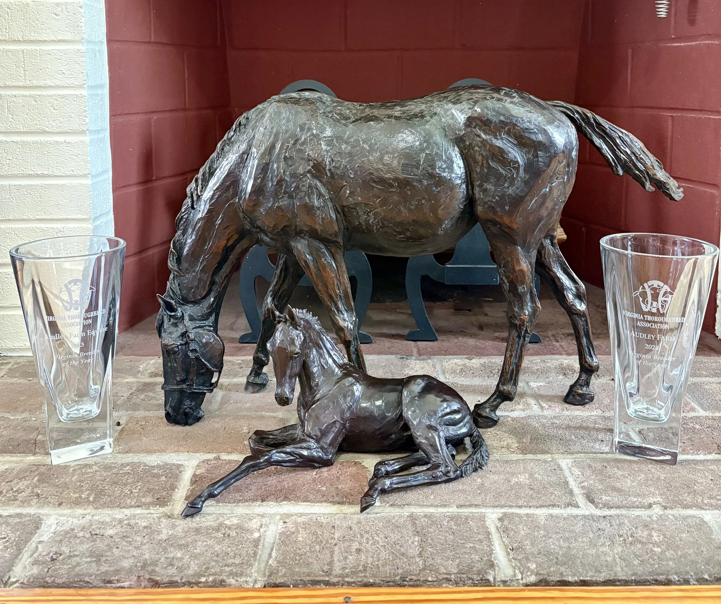 Audley Farm horse statues and 2023 2024 Virginia Breeder of the Year awards