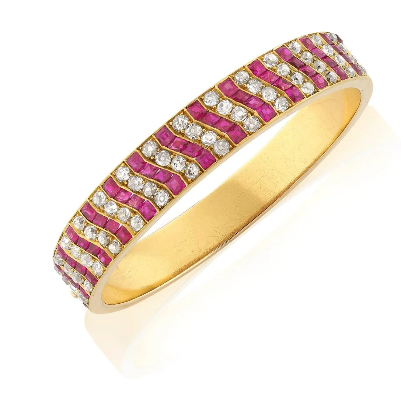 Ruby and diamond bangle