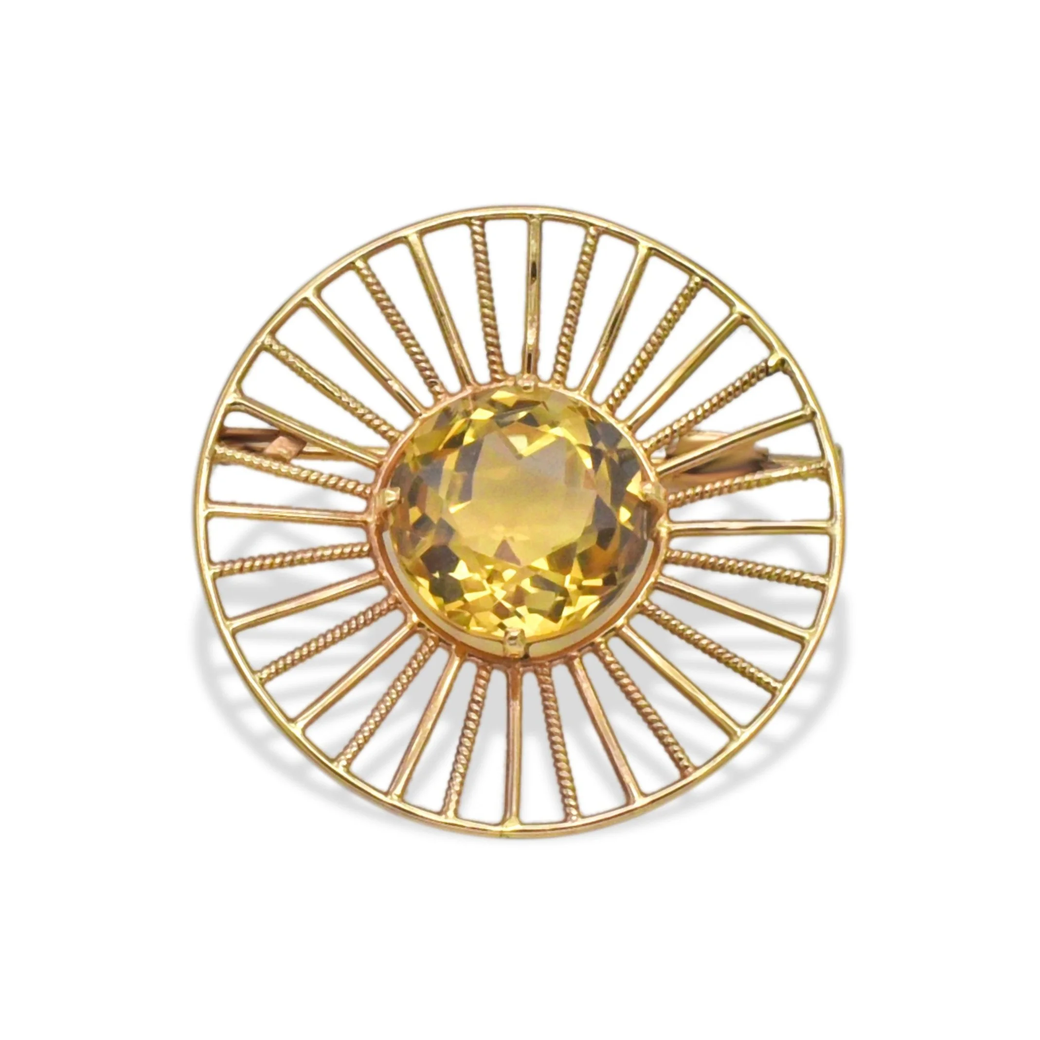 Citrine sunray brooch