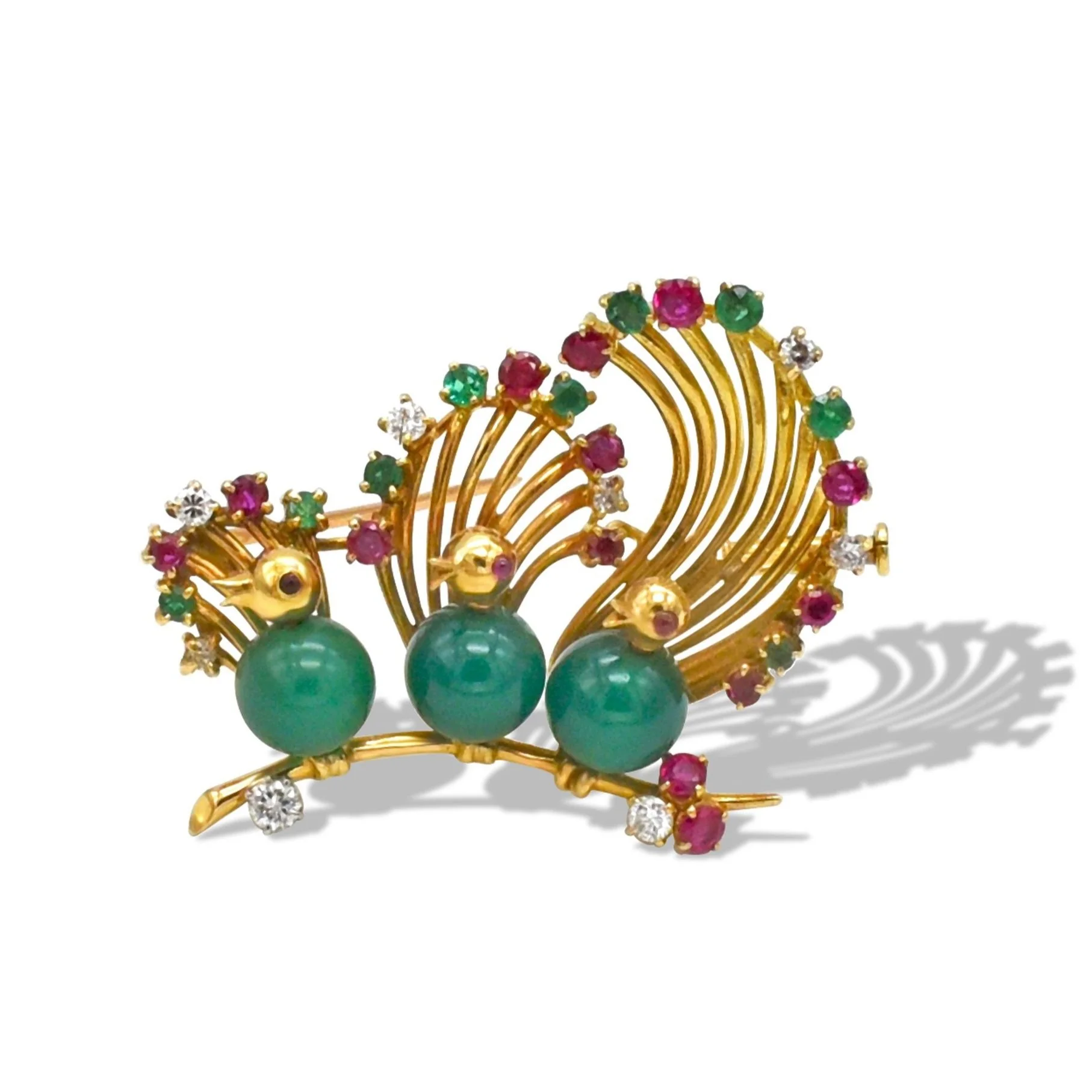 Chrysoprase 3 bird brooch, by Mellerio