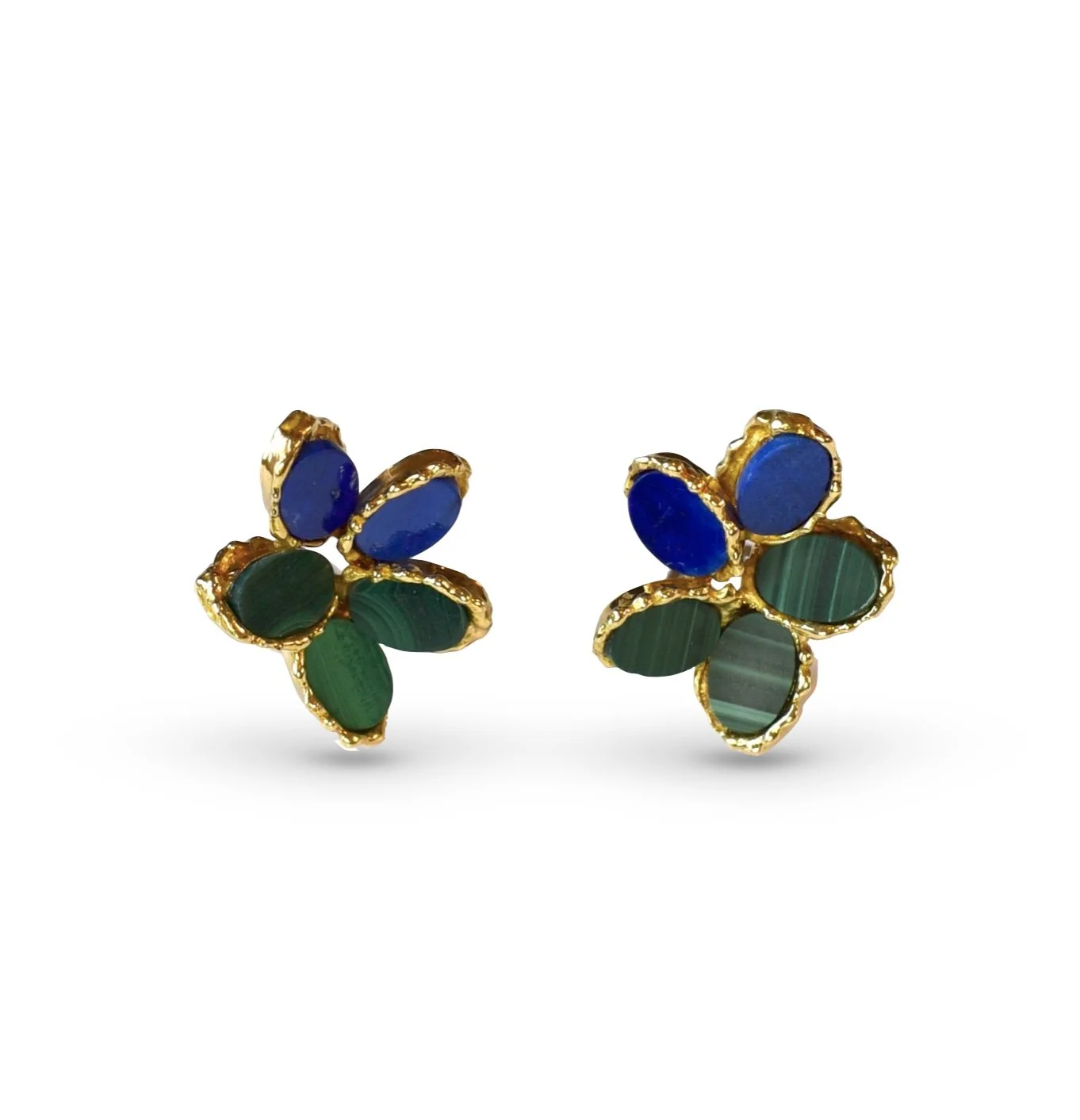 Lapis lazuli and malachite ear clips, by Chaumet