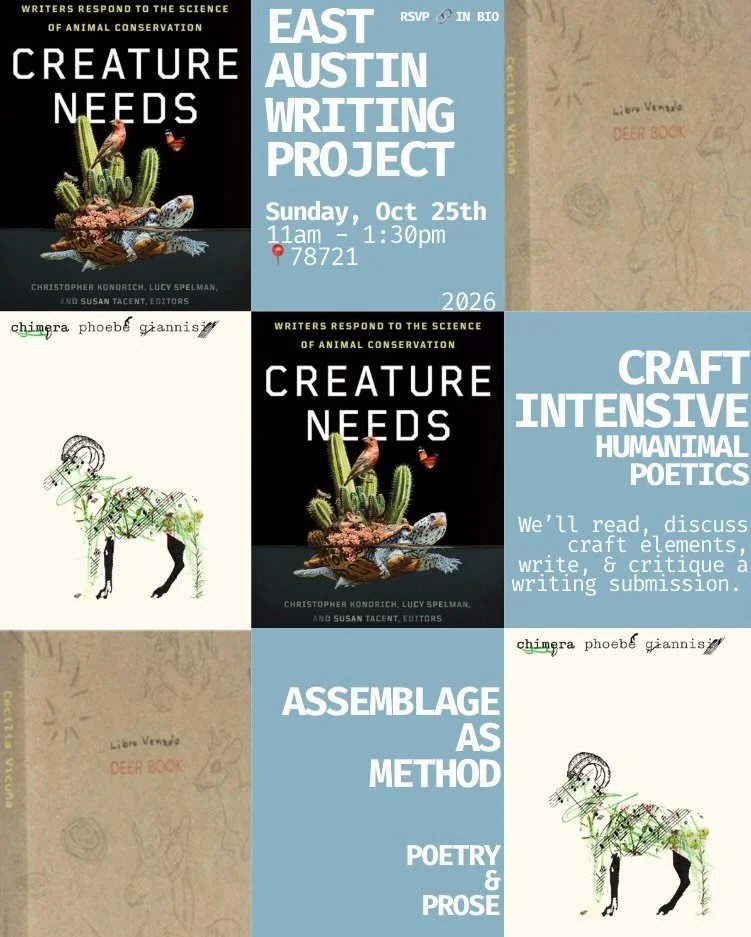 🍂 This October, in our Craft Intensive workshop we&rsquo;re getting animalistic (kinda) 

Our theme: Hum-Animal Poetics - Transformation as Method 
We&rsquo;ll read excerpts of Phoebe Giannisi&rsquo;s poetry collection, Chimera (tr. Brian Sneeden), 