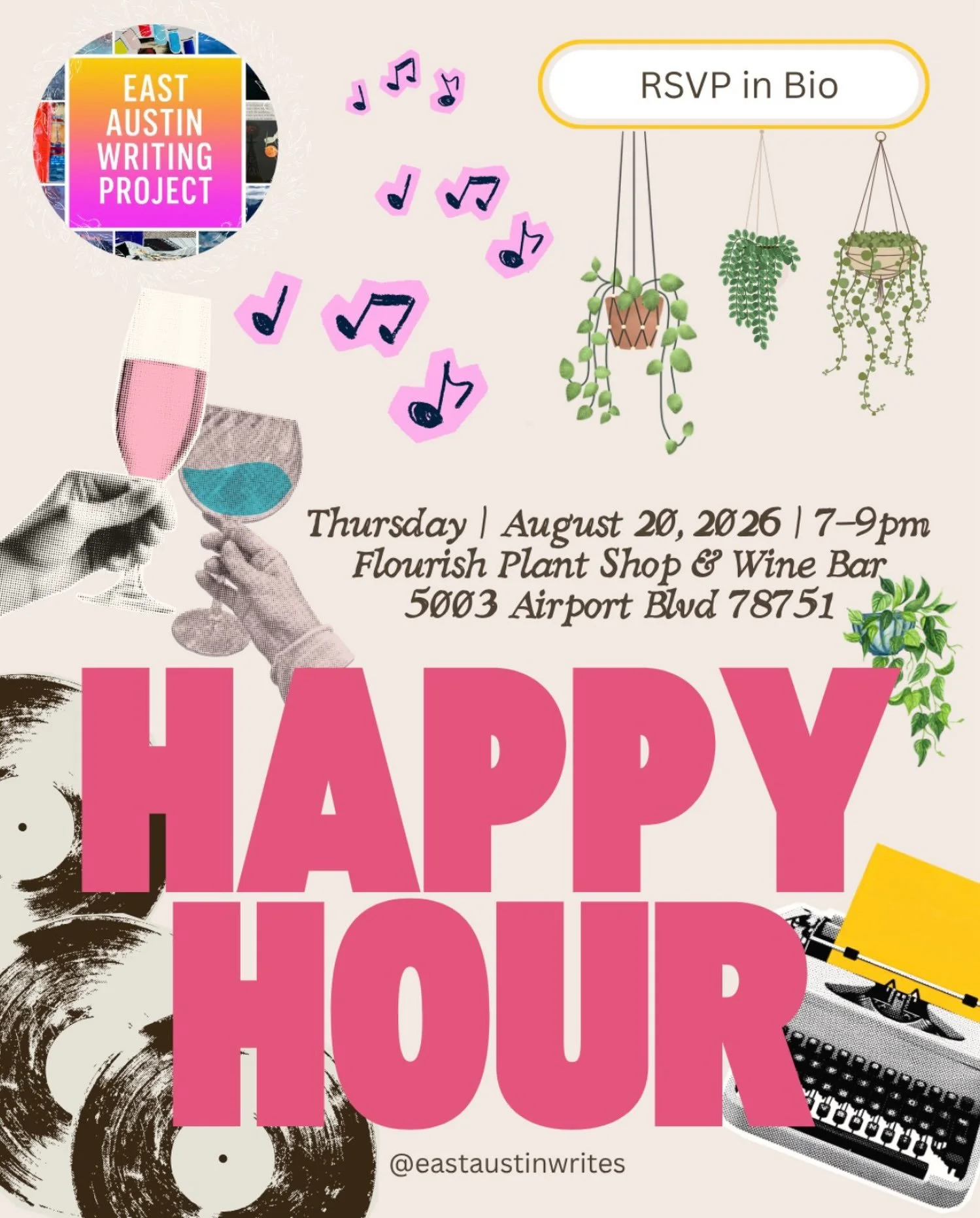 We&rsquo;d 🩵 for you to join the 46 of us going to the East Austin Writing Project social 🥂

This Thursday @ 7pm 
📍 @flourish.atx 

Grab a drink or a plant 🪴🍻 or both 

Sign up 🔗 in bio