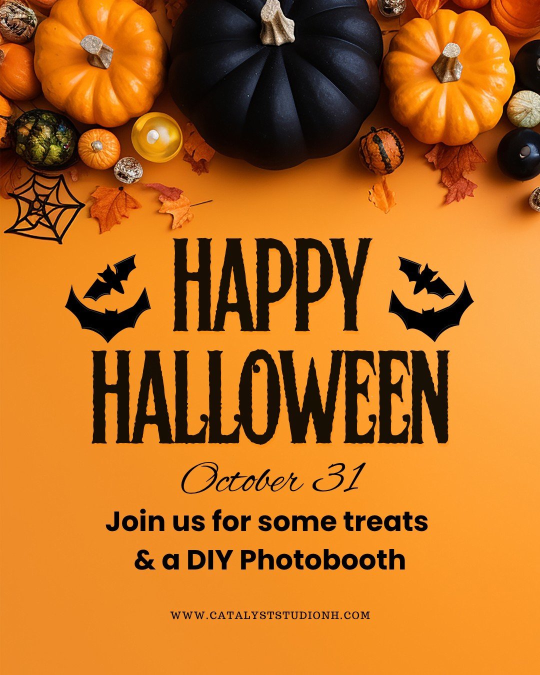 Happy Halloween at Catalyst &ndash; October 31

Stop by Catalyst Creative Studio for some treats and spooky fun downtown! we will have a DIY photo booth set up for families and trick-or-treaters to snap their own photos throughout the evening.

Wheth