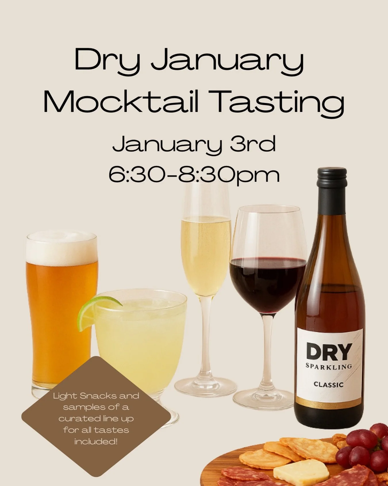 Dry January Mocktail Tasting Night

Join us for a relaxed, flavorful evening of zero-proof sipping, hosted by Blossom &amp; Vine Creative Company 🌿

This guided tasting will walk you through some of the best non-alcoholic options out there, includin
