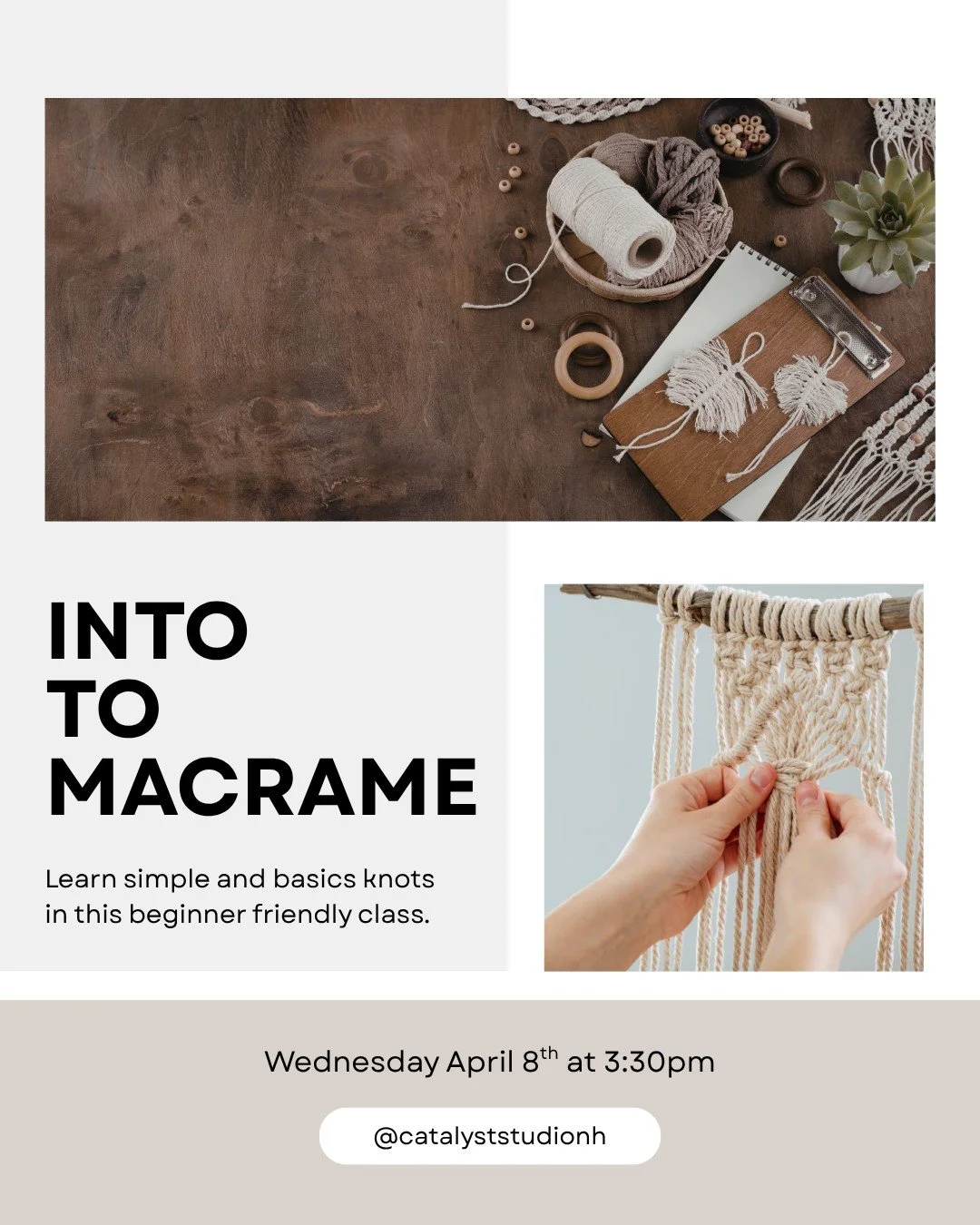 You don&rsquo;t need to be &ldquo;crafty&rdquo; to start&hellip; you just need somewhere to begin.

If you&rsquo;ve been wanting to try something creative but feel intimidated, this beginner macram&eacute; workshop is designed to be simple, relaxed, 
