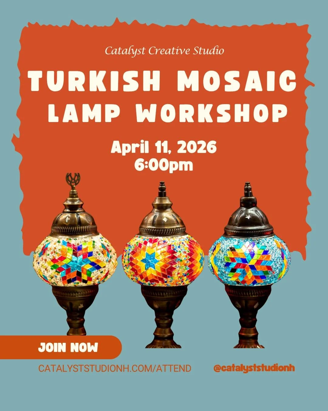 This is not your average craft night.

You&rsquo;ll create your own Turkish mosaic lamp from start to finish&hellip; a piece you&rsquo;ll actually keep, use, and be proud of.

With step-by-step guidance, you can follow a traditional design or create 
