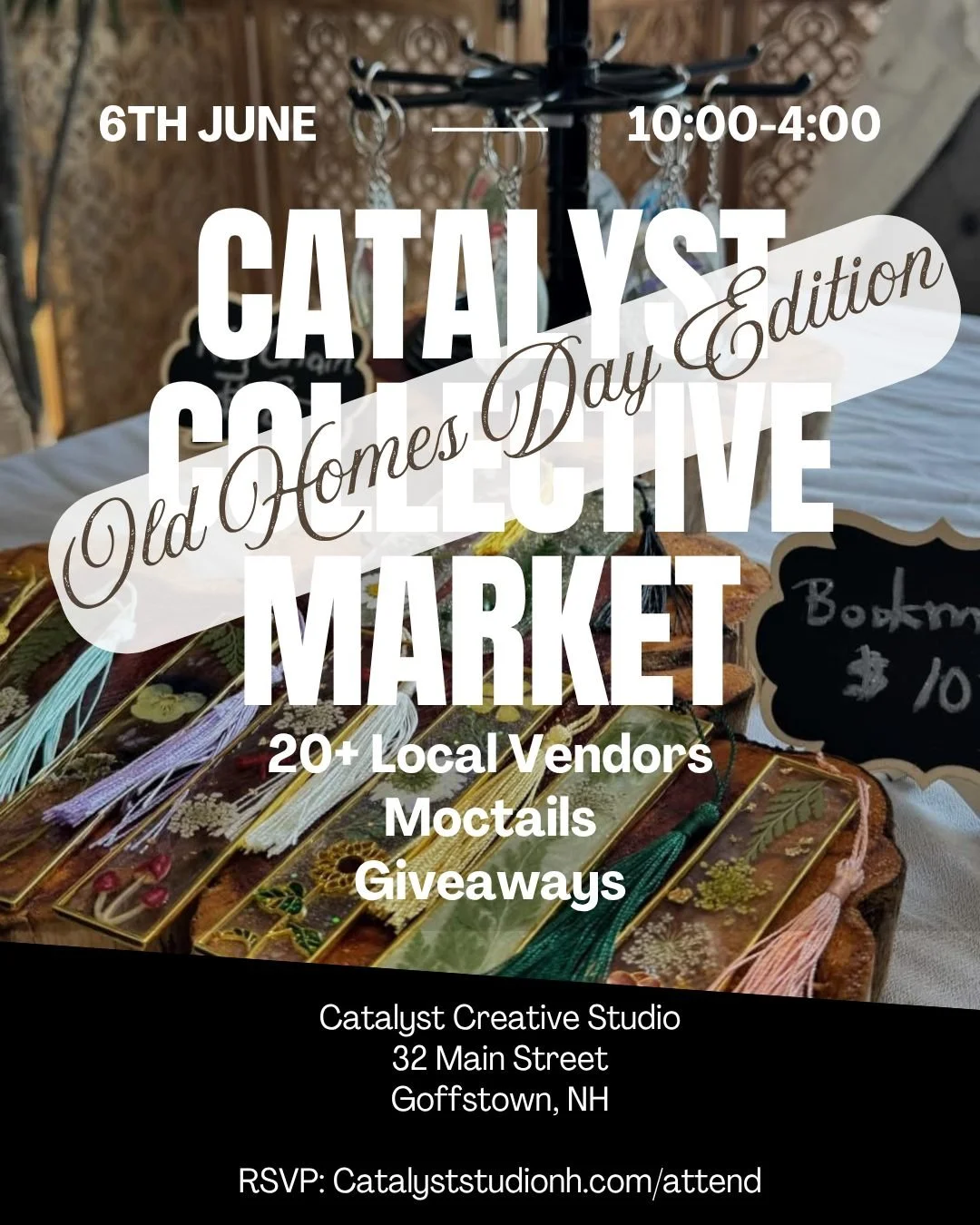 Join us during Goffstown Old Home Day for the Catalyst Collective Market featuring 20+ local vendors indoors &amp; outdoors, curated shopping, free mocktails, giveaways, and a  kid craft station where little ones while you shop.

We&rsquo;re also off