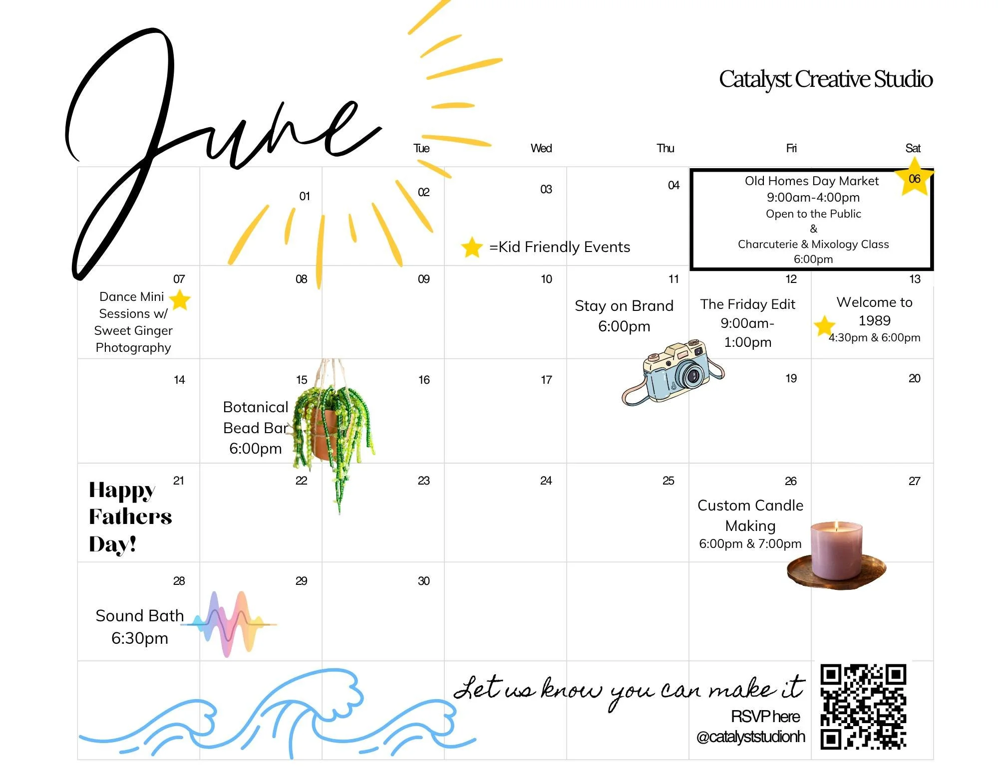 June is shaping up to be one of our most colorful months yet!

From creative workshops and networking opportunities to family-friendly events, markets, and moments to slow down and reconnect, there's a little bit of everything happening at Catalyst t