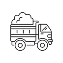 Illustration of a dump truck carrying a load, representing Kyle Kluck Trucking & Excavating’s hauling and transportation services for construction materials.