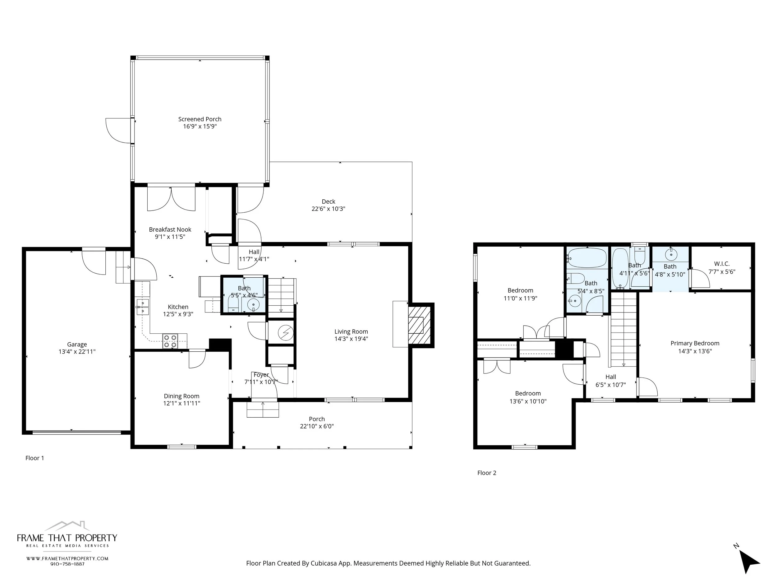 Two level floor plan showing room layout and dimensions for a residential home in Fayetteville NC