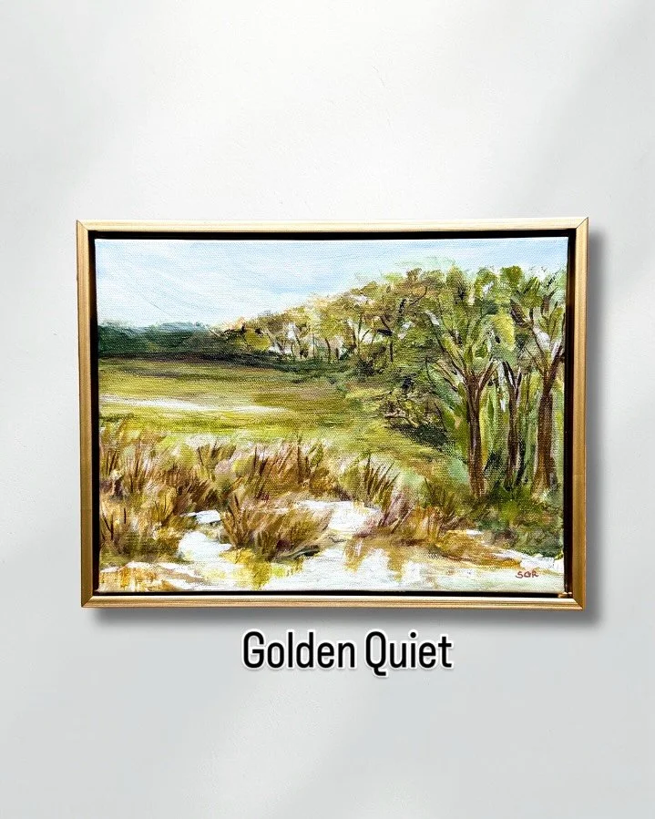 Golden Quiet&mdash; a moment of calm, captured in golden light on an autumn day.  #southernartist #paintingjourney #interiordesign #goldenquiet #landscapeart #artandnature #momentofstillness #natureinspired