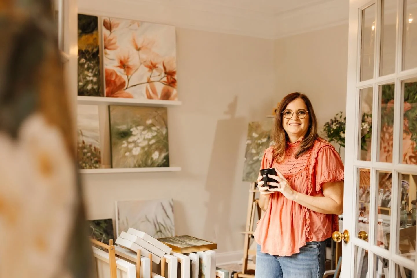 Welcome to my studio. 

These are a few quiet corners of the space where I paint. Surrounded by soft light, wildflowers and some of the pieces I&rsquo;ll be bringing to this year&rsquo;s show at Wesleyan Artist Market. 

My work is inspired by Southe
