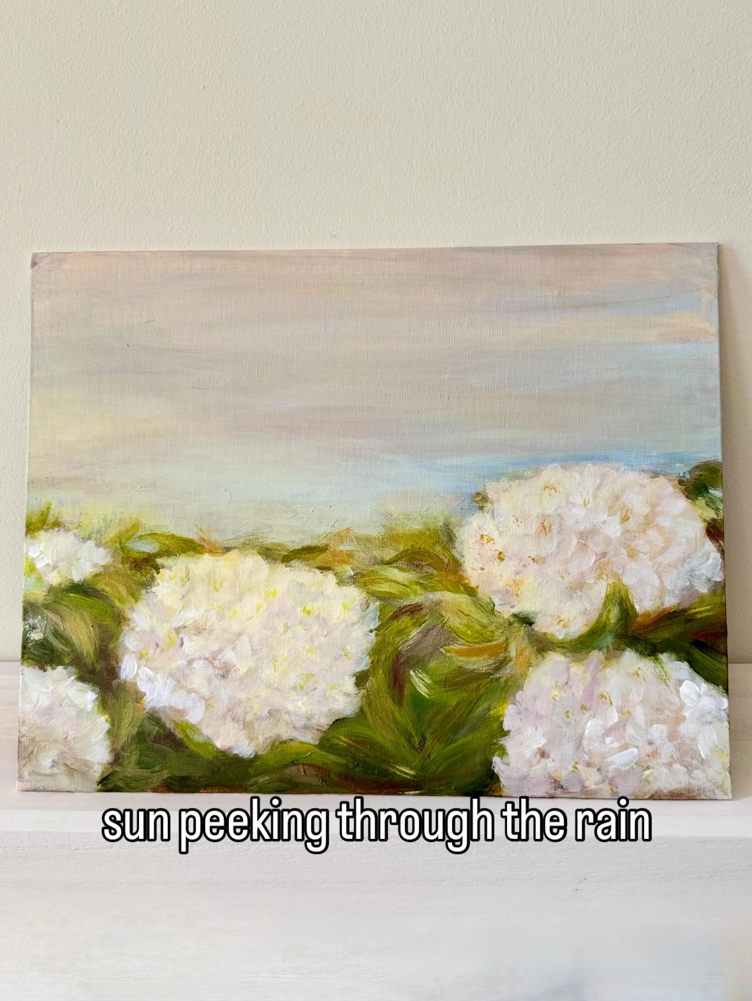 Sun peeking through the rain.

A pair of linen studies inspired by large Annabelle hydrangeas out my window. 

#southernartist #hydrangeaseason #landscapeart #interiorart #southerninspired