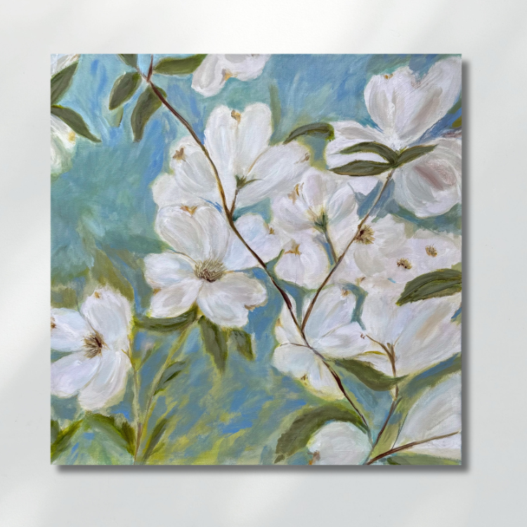 Where Blossoms Drift —
24 x 24  •
Acrylic on canvas •
$600