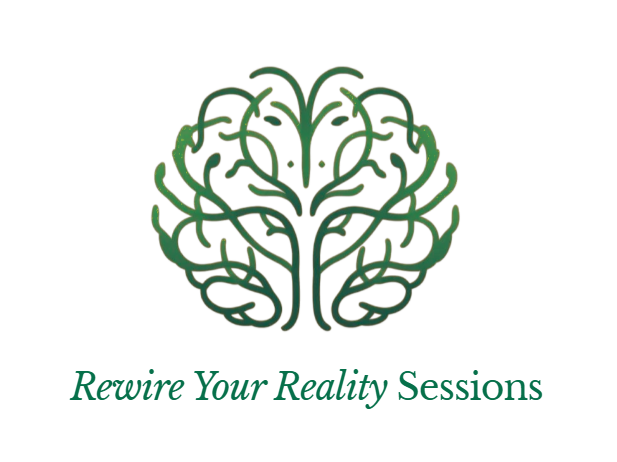 Logo of a stylized green brain with the text 'Rewire Your Reality Sessions' beneath it.