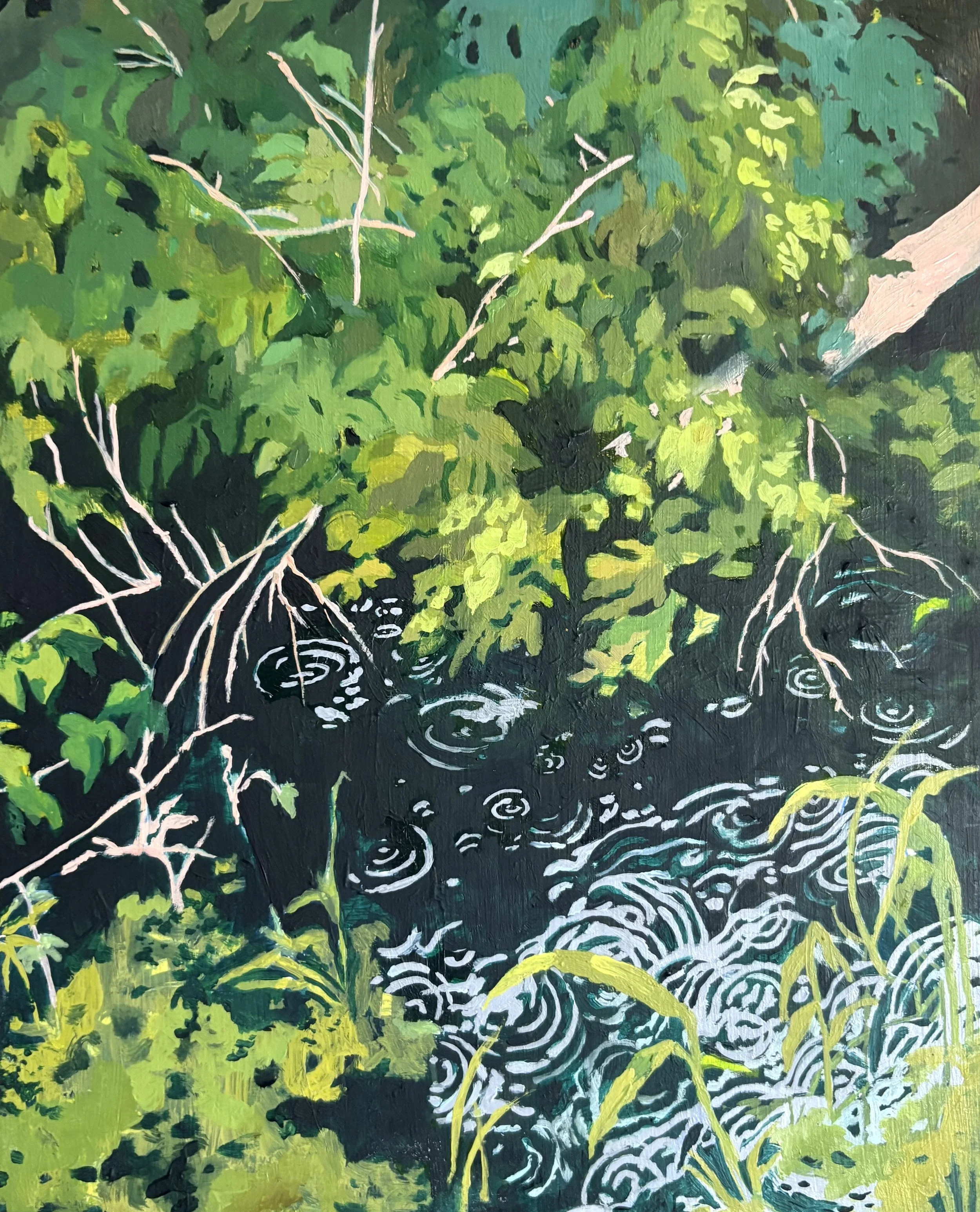 rain that lasts for hours, oil on wood, 2026