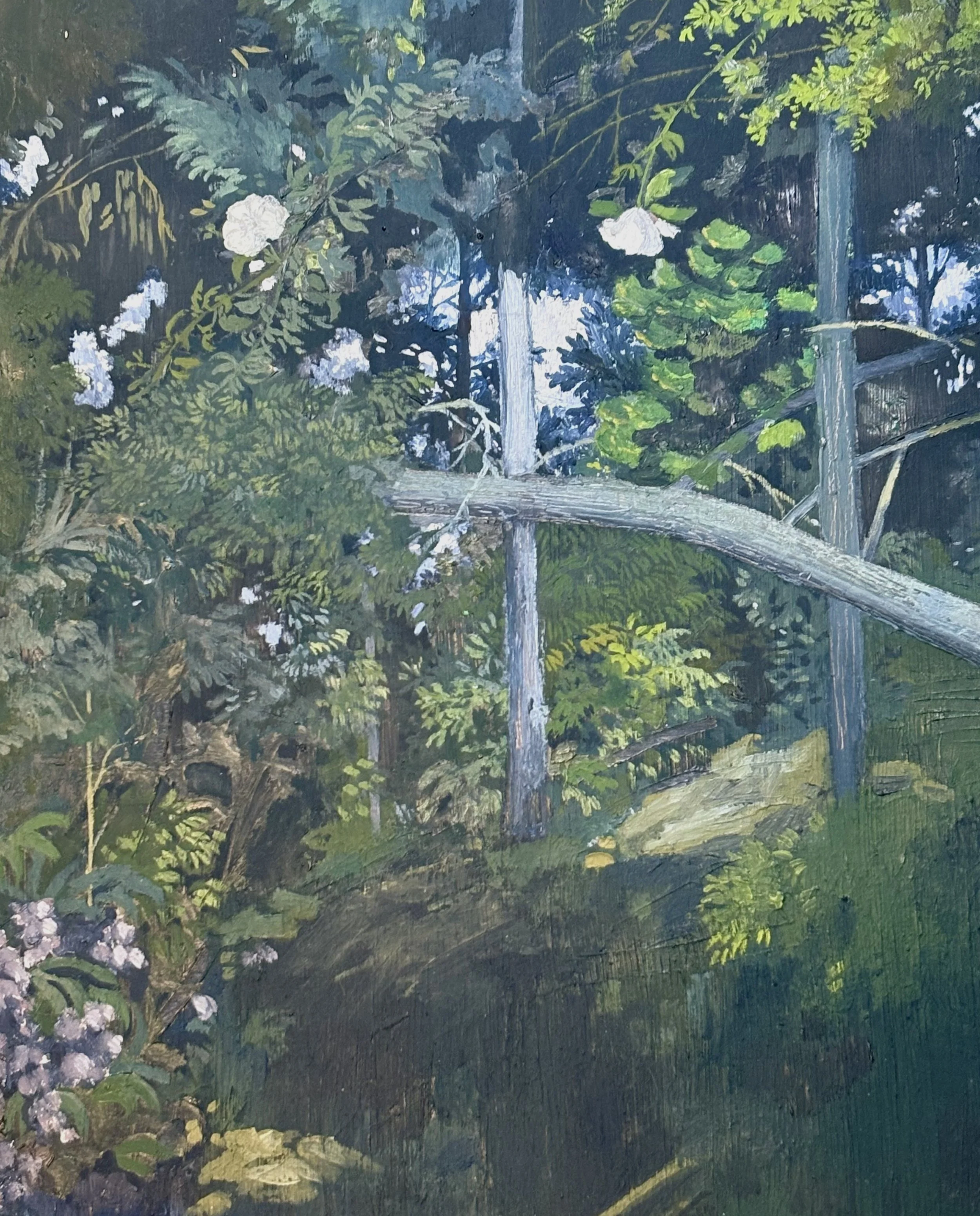 moonlit walking, oil on wood, 2025