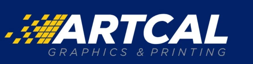 ARTCAL Graphics & Printing logo with stylized yellow and blue graphic and bold white text on a dark blue background.
