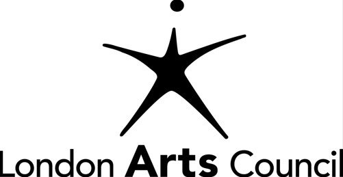 Logo of the London Arts Council with a stylized star figure and text.
