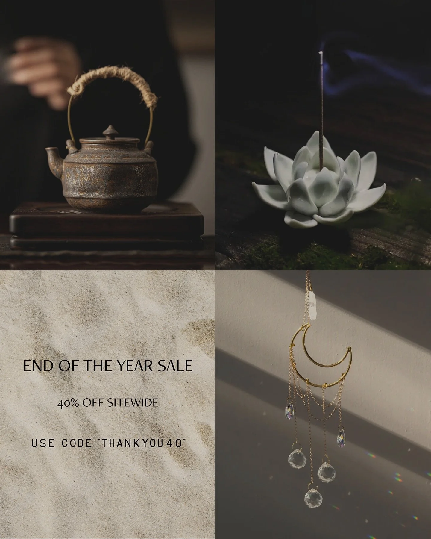 A little offering for this season of slowing down: 40% off your entire order.

A gentle thank you for being here, sipping tea with us and supporting this tiny studio in the woods. Treat yourself or someone you love.