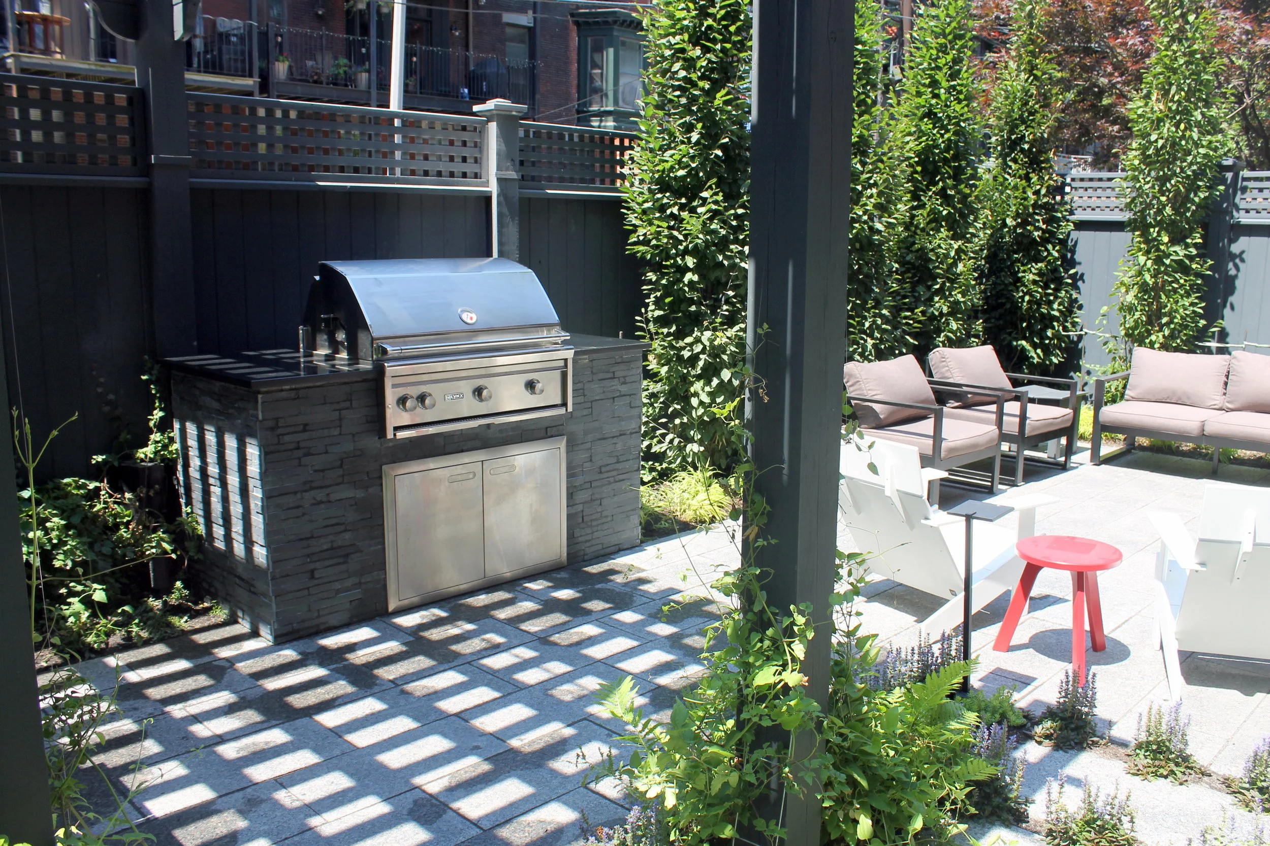 Custom Outdoor Kitchen Design in Lincoln, MA: Masonry, Counters and Built to Fit Details