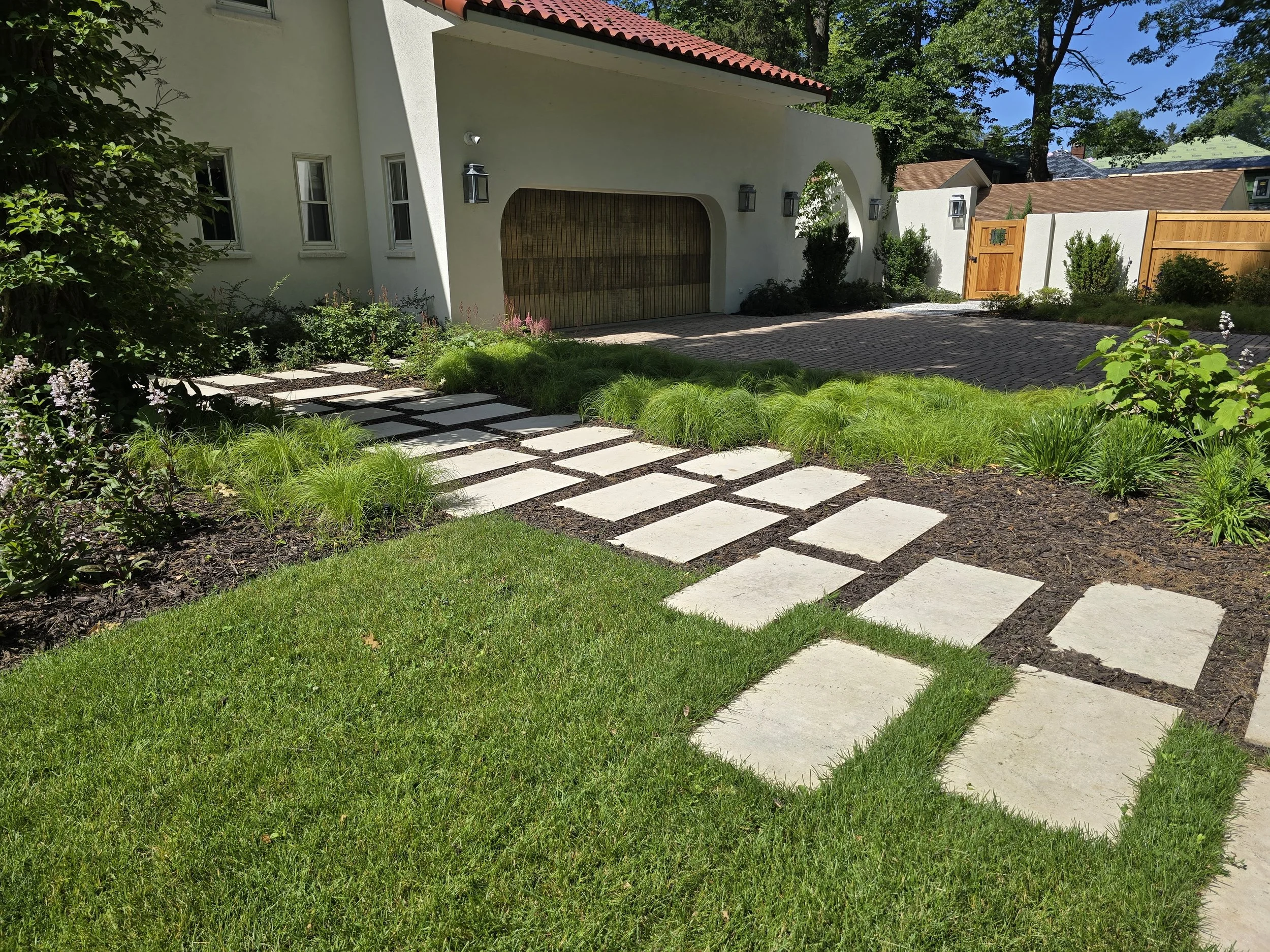 Lakeside outdoor kitchen and bar with lighting in New Buffalo, MI
