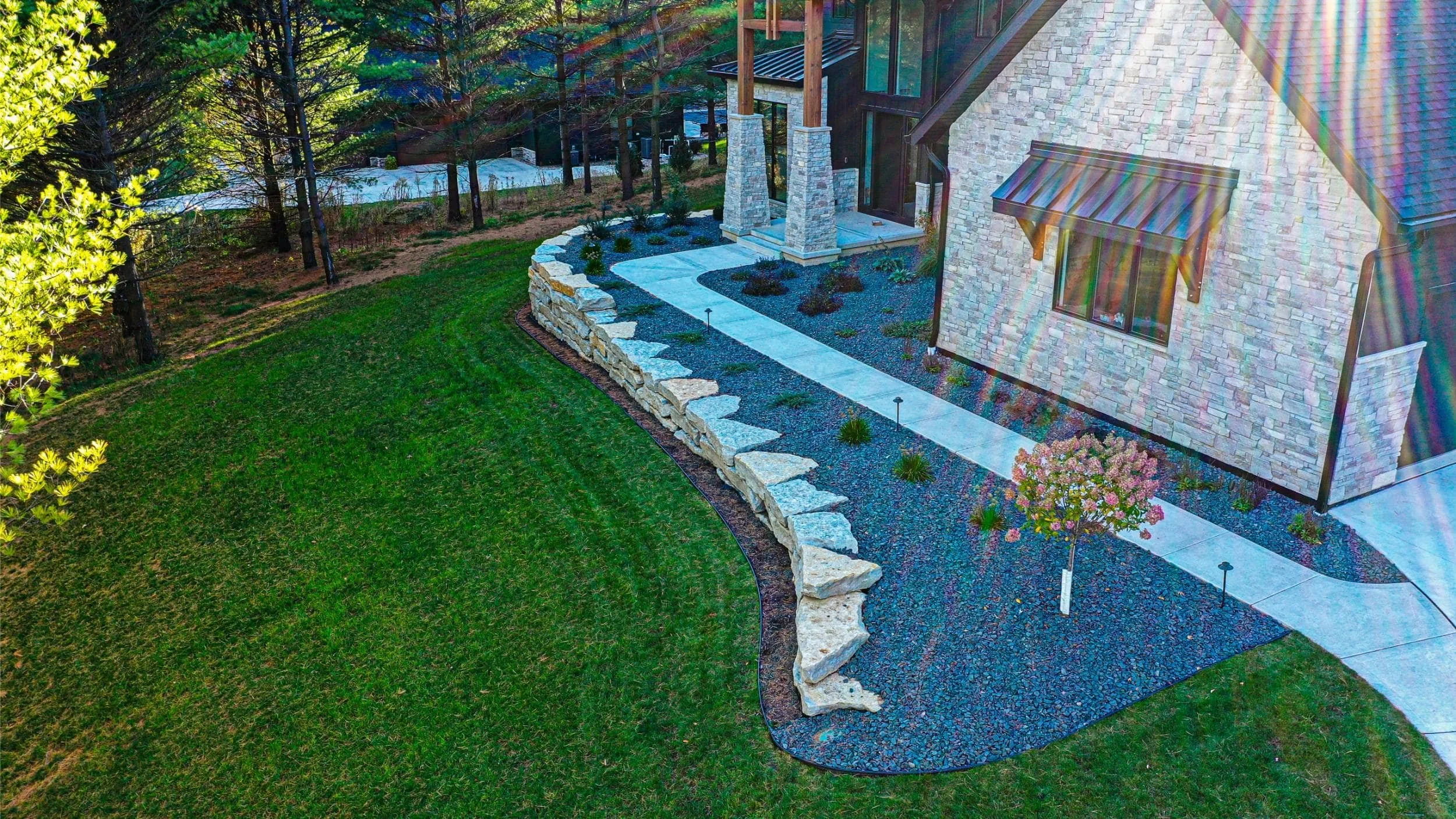 Beautiful Stone Retaining Walls Providing Erosion Control in DeForest, WI