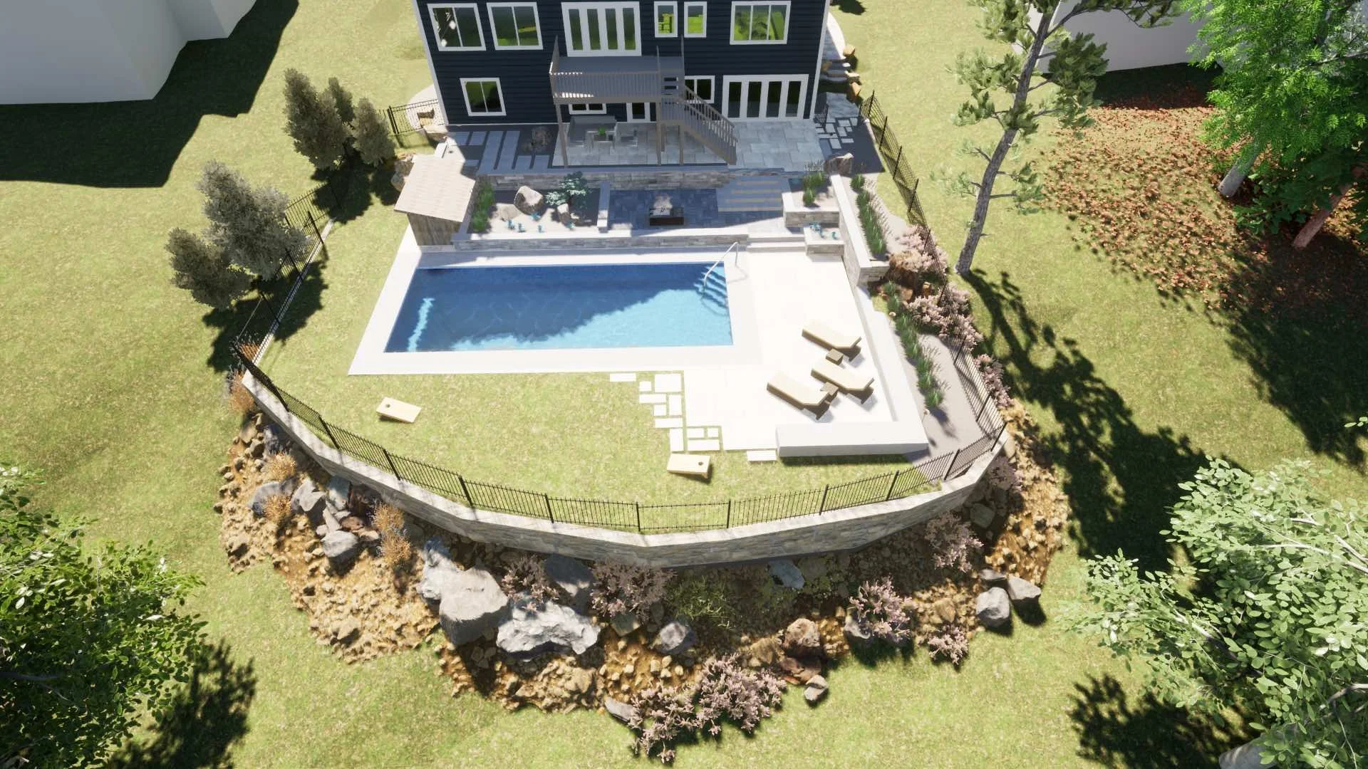 Modern Landscape Design With Inground Pool in Madison, WI