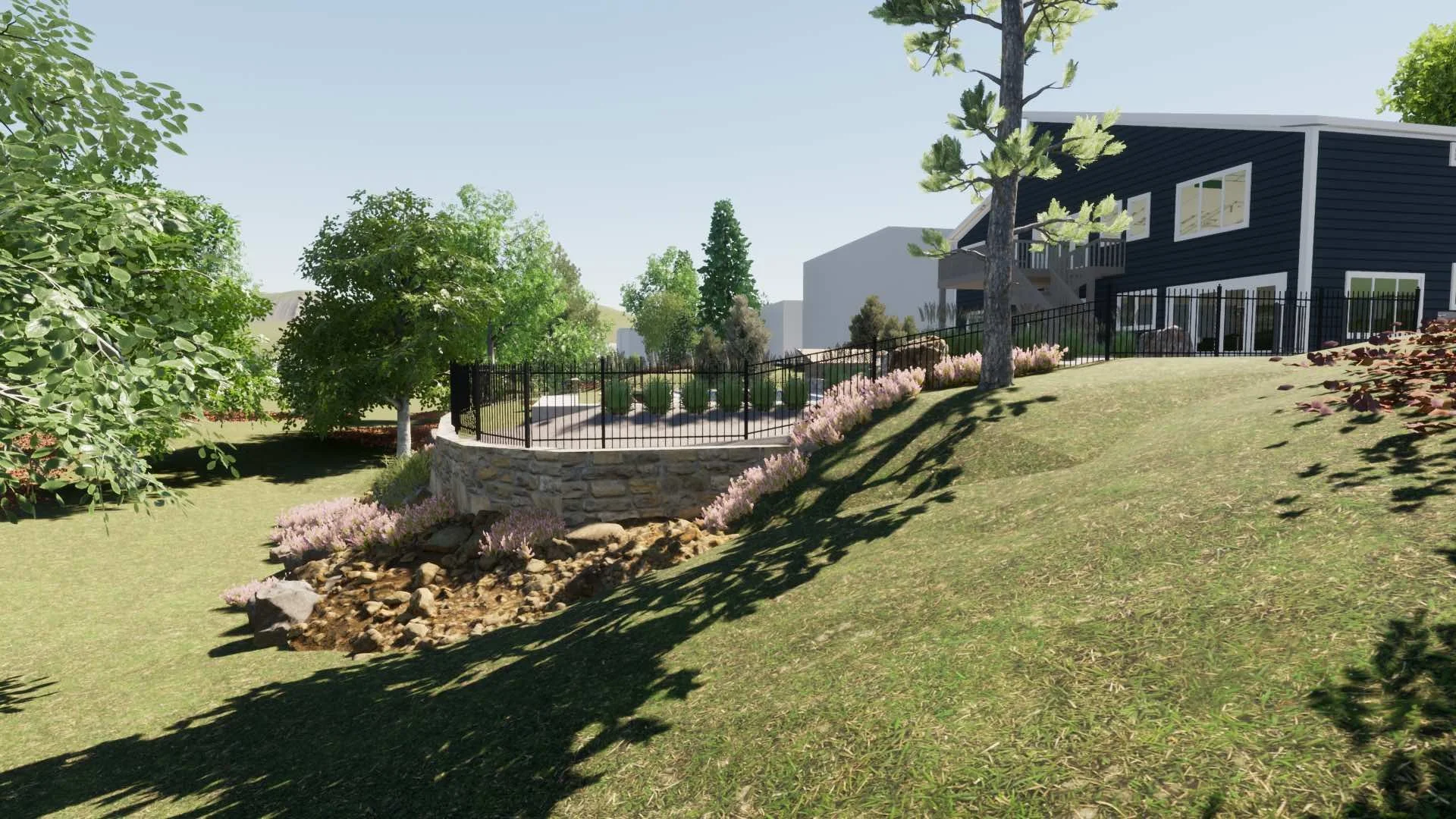 Retaining Wall and Steps Creating Multi-Level Yard in Middleton, WI