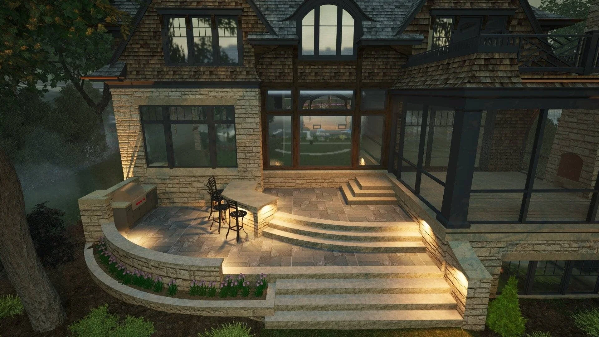 Detailed 3D landscape design draft for backyard layout in Verona, WI