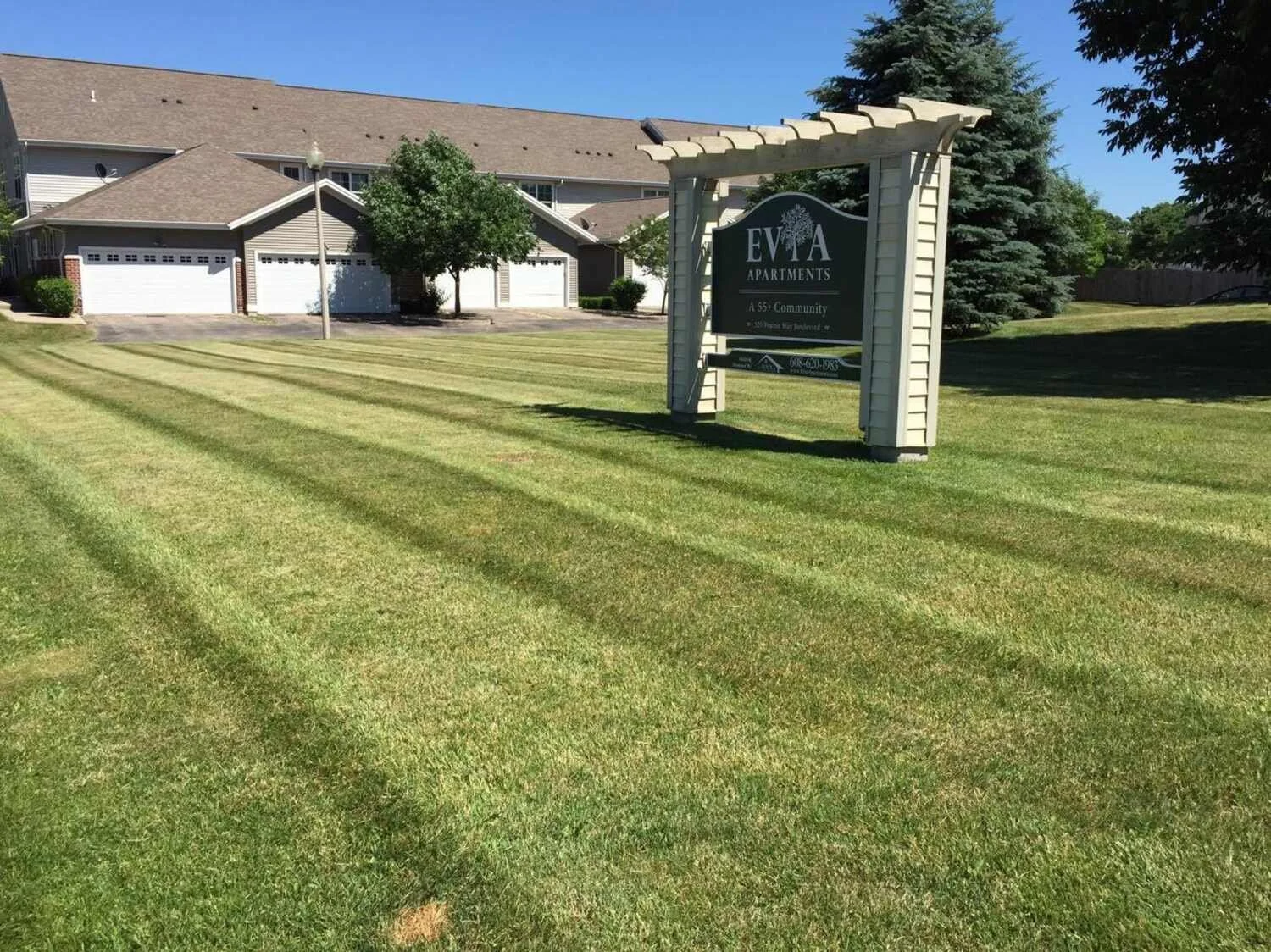 Grass seed applied to leveled yard space in DeForest, WI