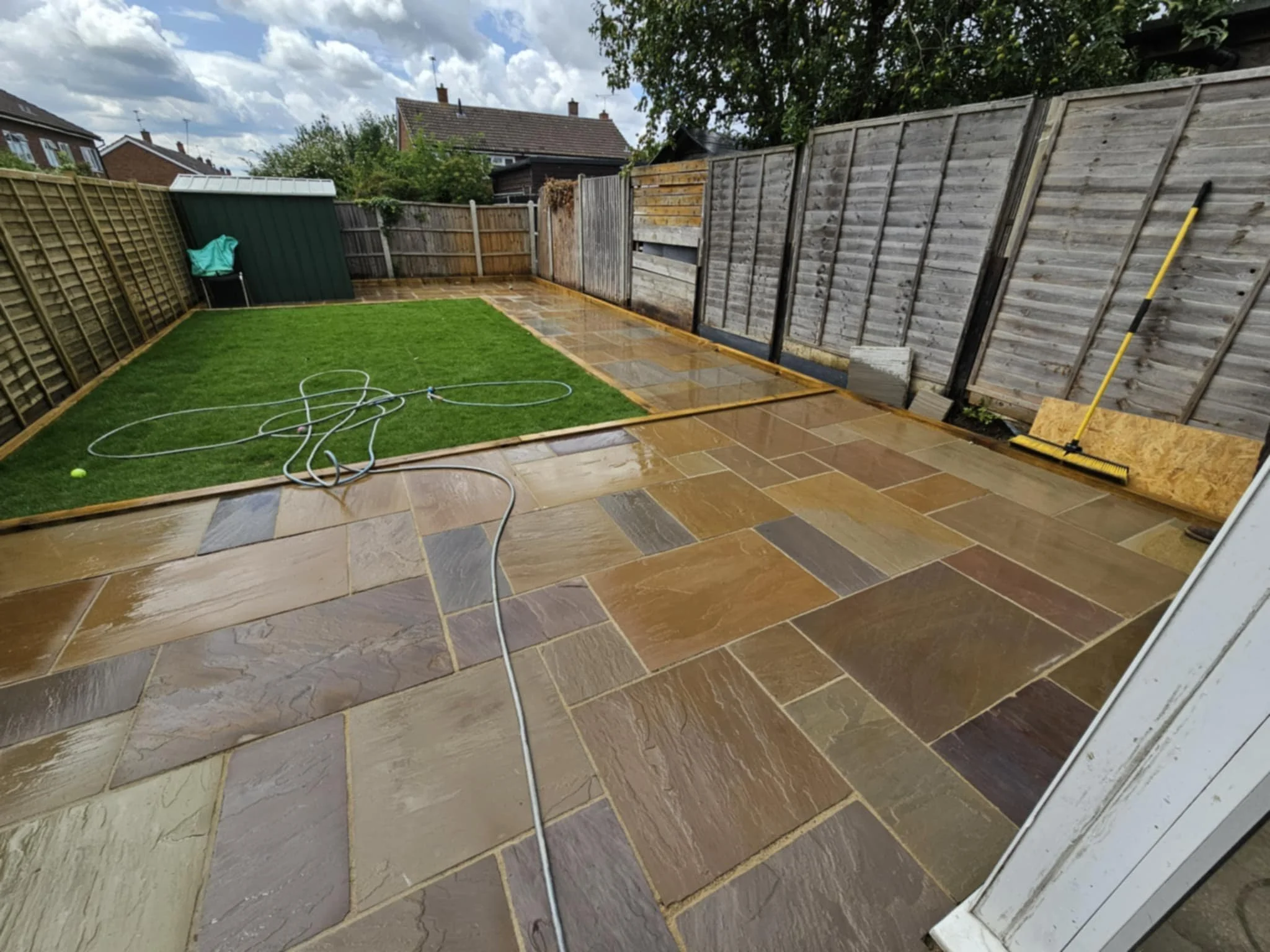 Buff Indian sandstone patio garden makeover