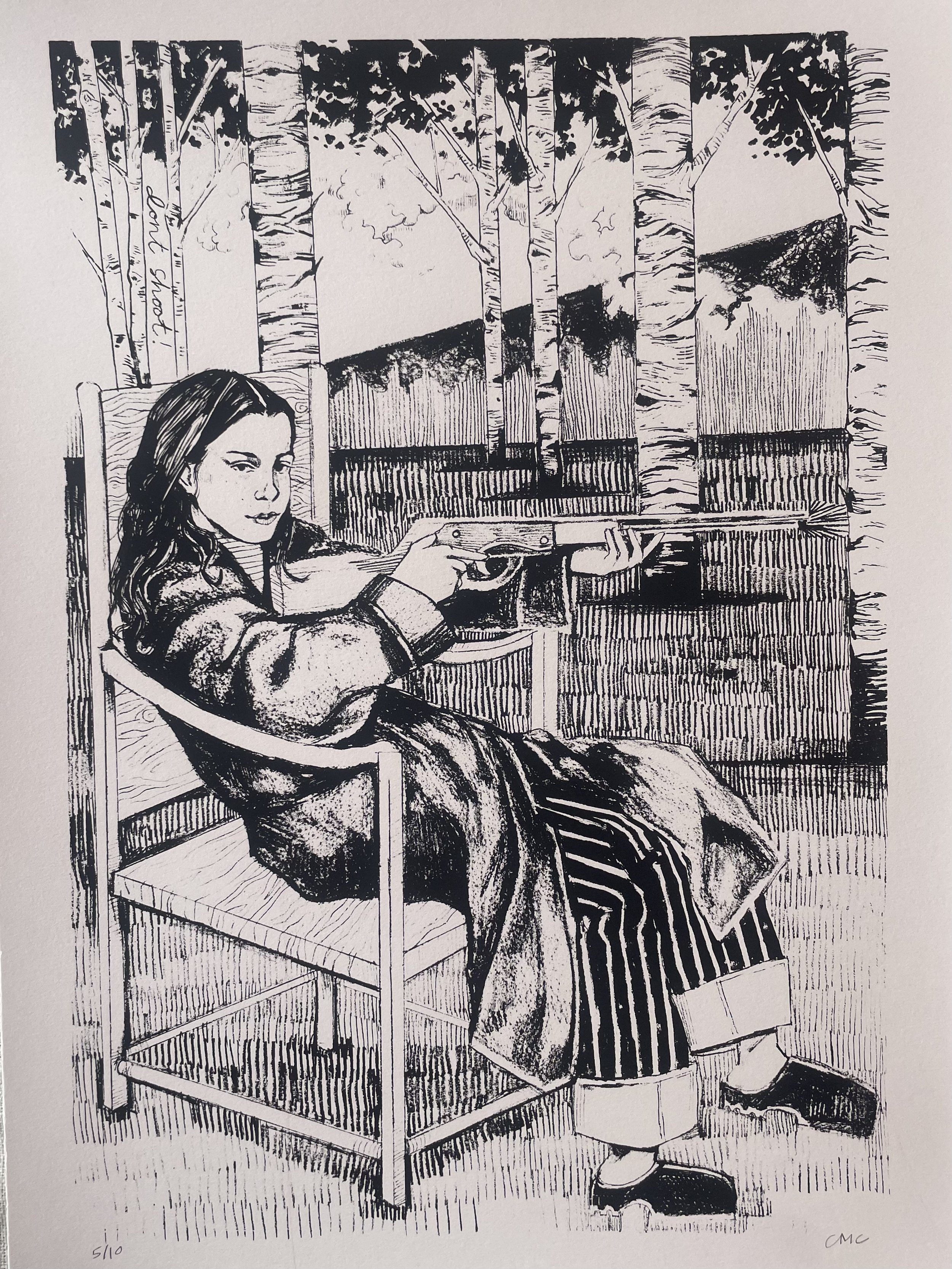 Girl with Gun print