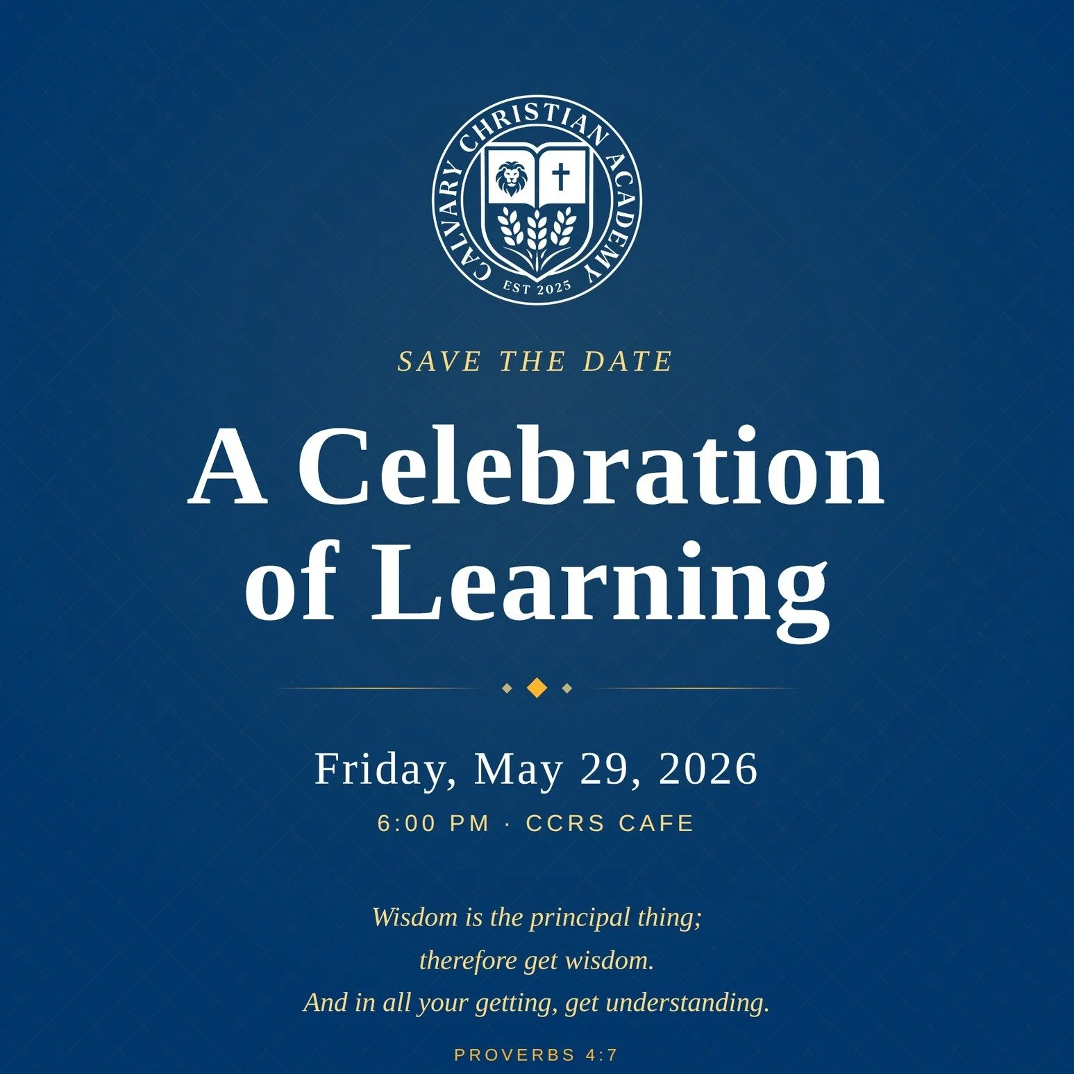 Save the date. 🗓️
Friday, May 29 at 6:00 PM, our students take the stage at the CCRS Cafe for A Celebration of Learning. Every class, Kindergarten through Sixth, will share a piece of what they have studied, recited, and grown in this year.
Cookies 